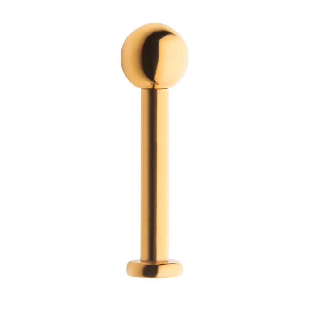 24KT Gold PVD Titanium Labret with 2.5mm Flat Base and 3mm Ball