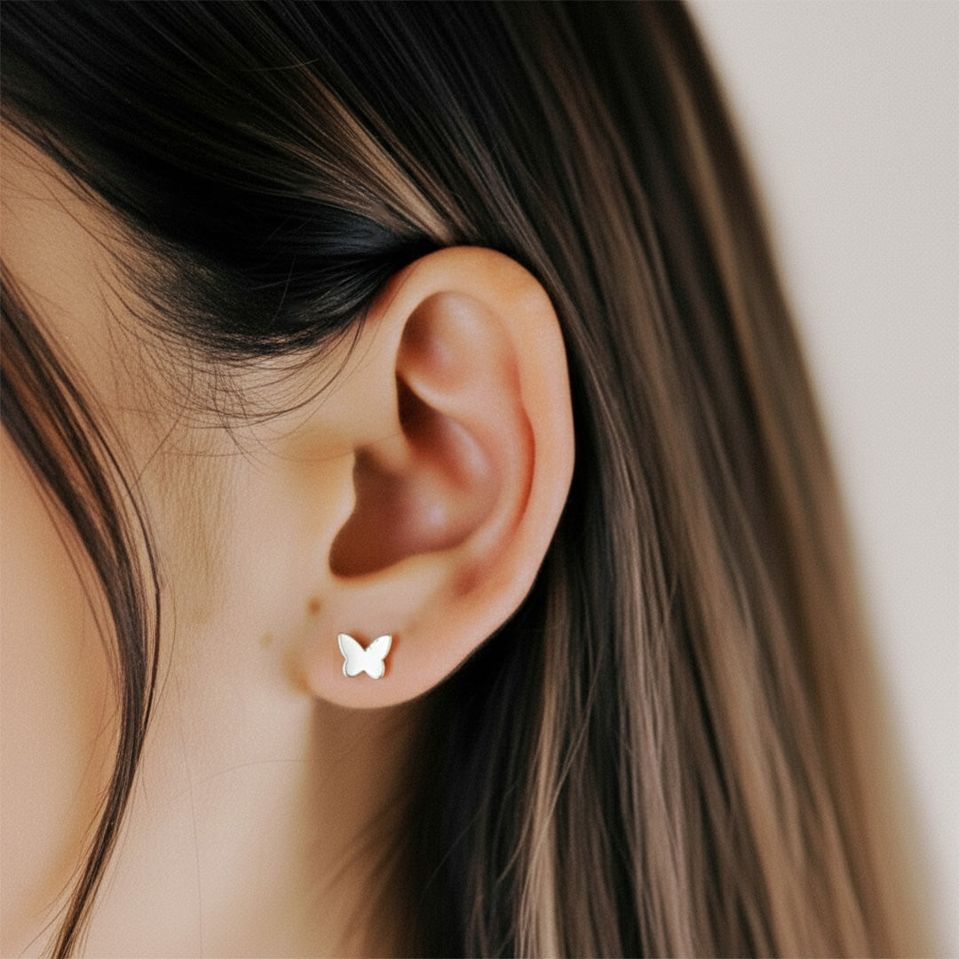 Titanium Butterfly Threadless Earring Studs