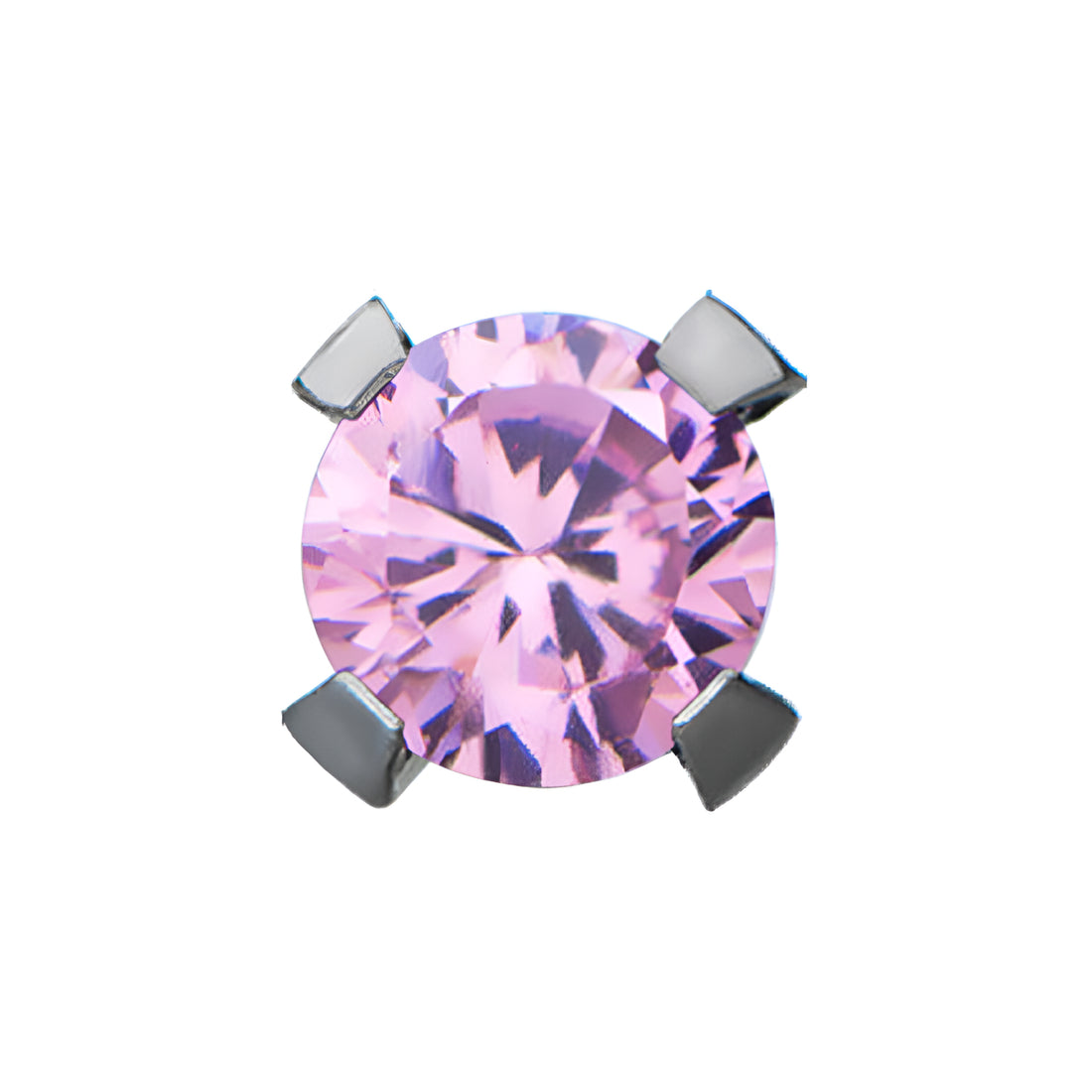 Titanium Threadless Prong Pink CZ Front Facing Top