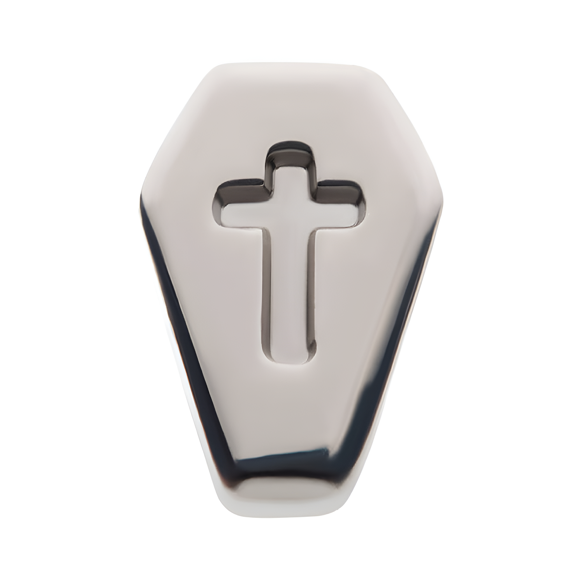 Titanium Threadless Engraved Cross Coffin Top