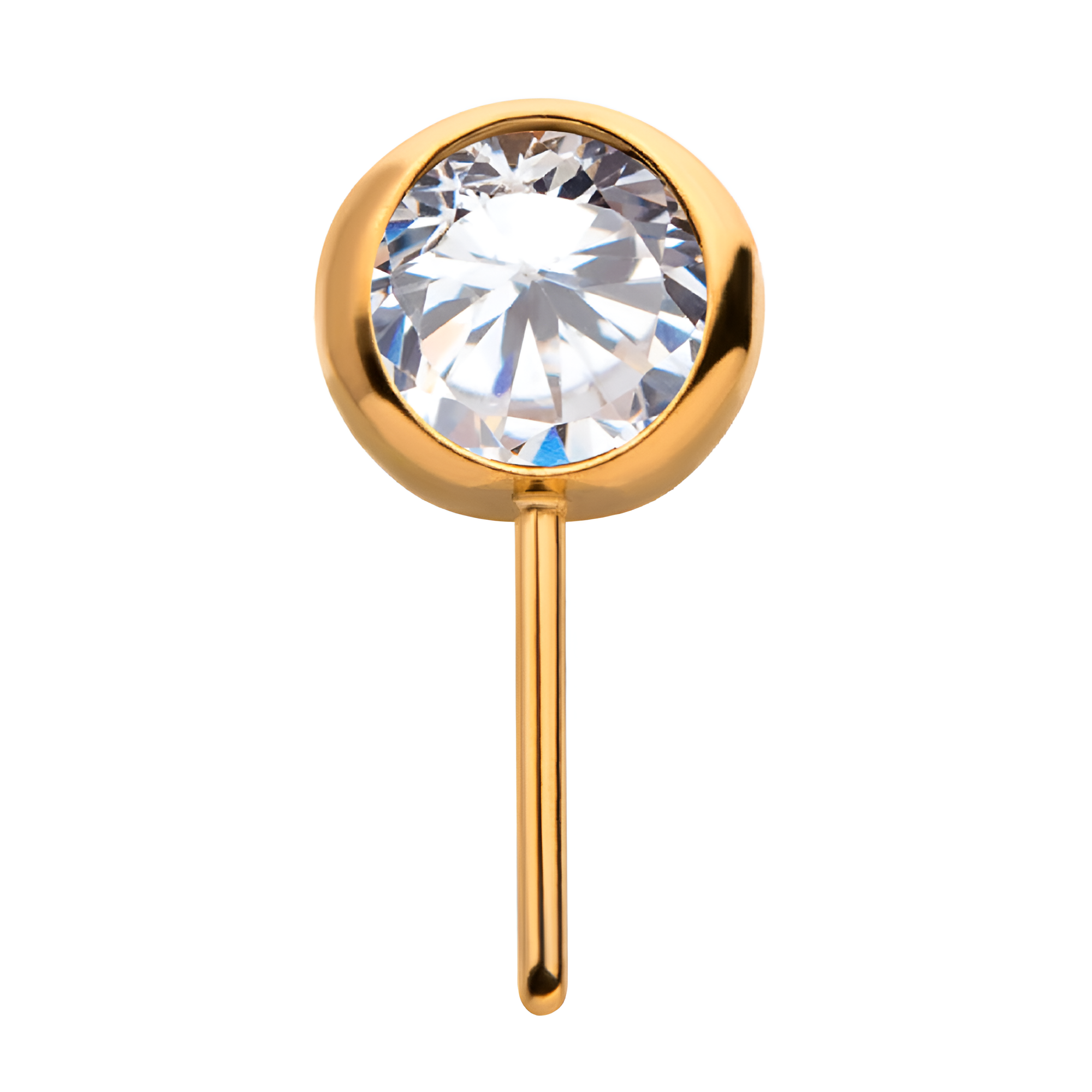 24kt Gold PVD Titanium Threadless Swarovski Crystal Side Facing Top