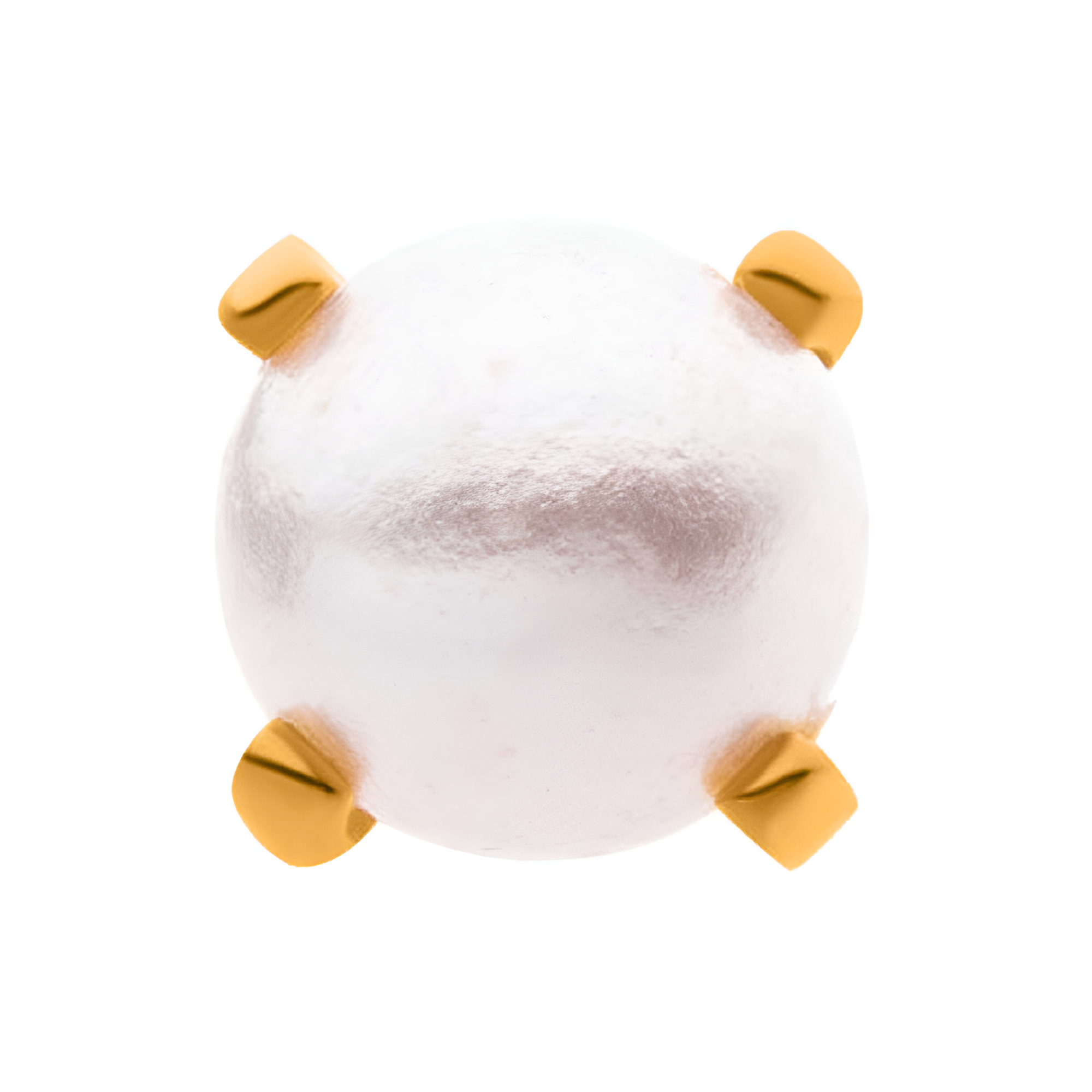 24Kt Gold PVD Titanium Threadless Prong Set White Pearl Top