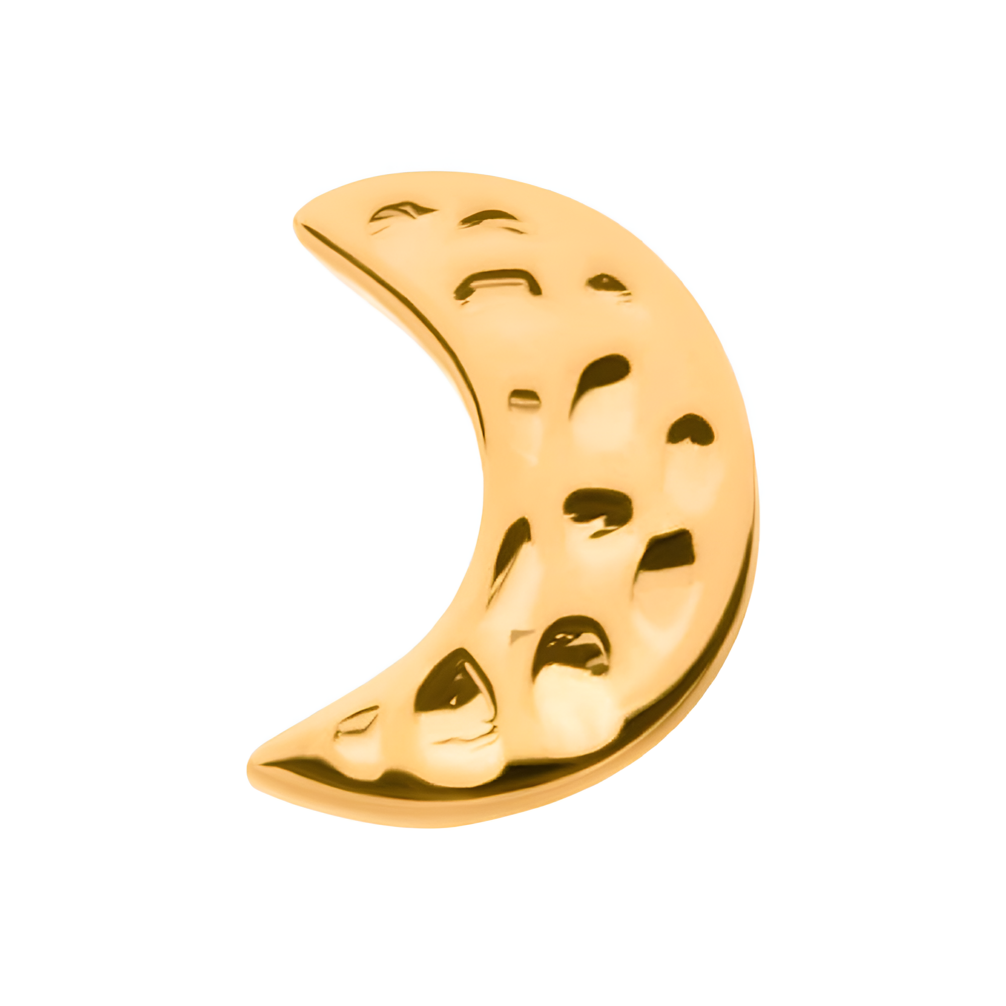 24Kt Gold PVD Titanium Threadless Hammered Crescent Moon Top