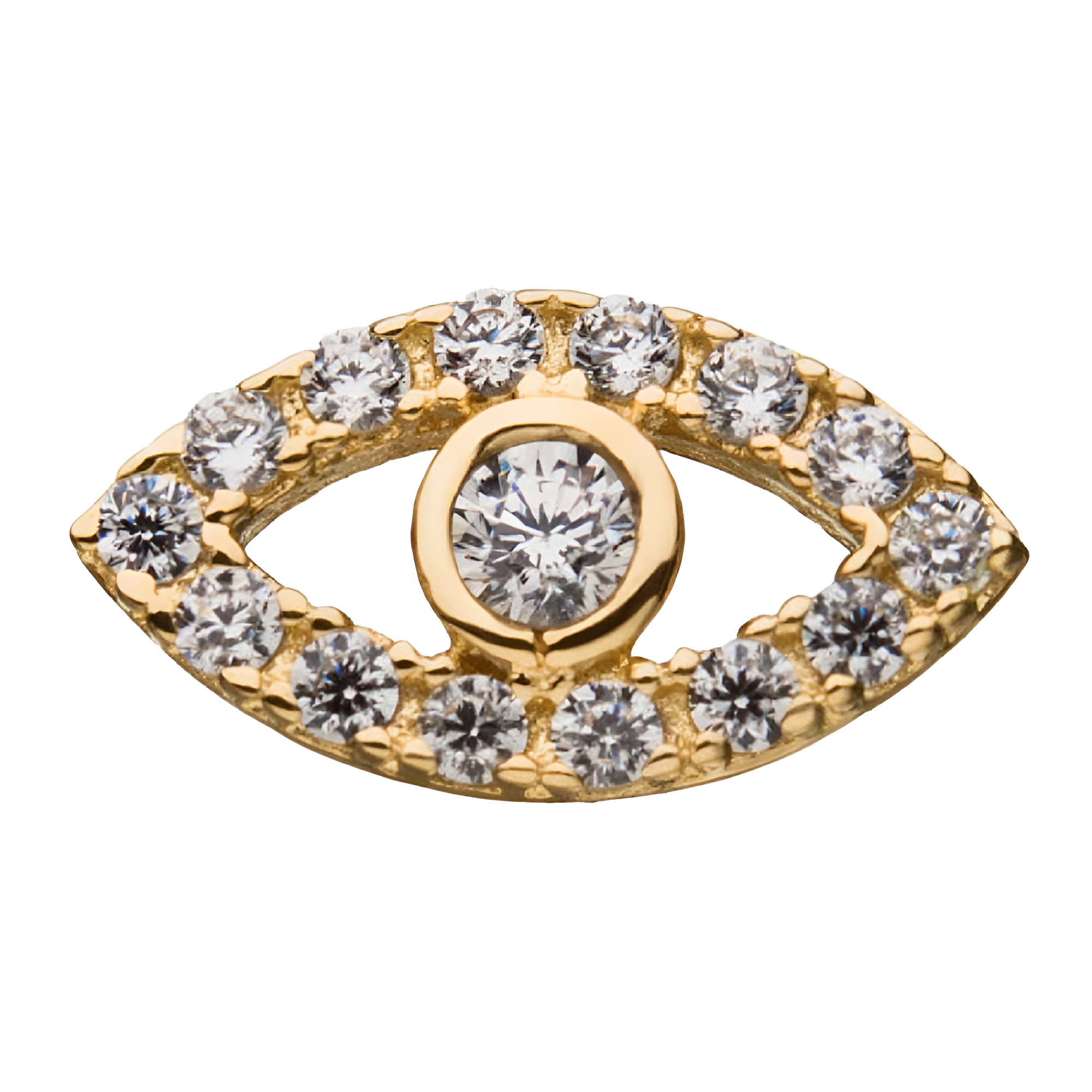 14kt Yellow Gold Threadless Multi-Clear Gem Eye Top