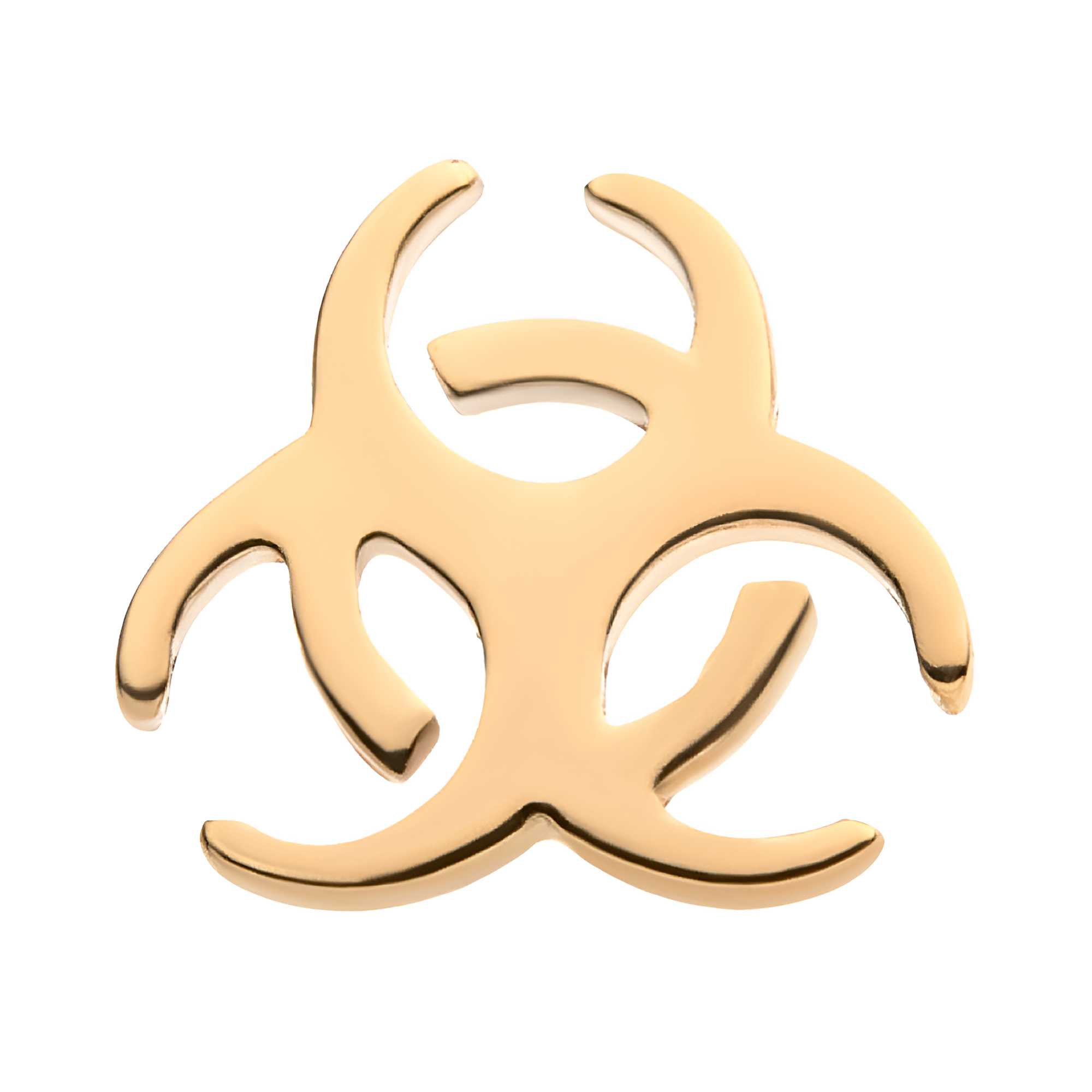 14kt Yellow Gold Threadless Biohazard Symbol Top
