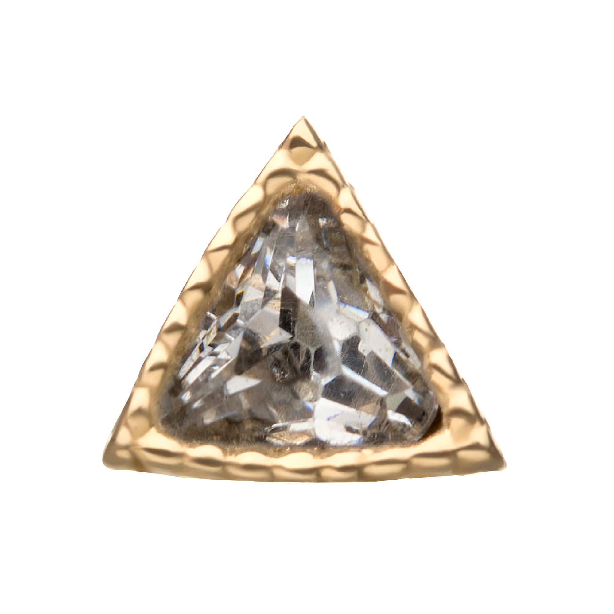 14kt Yellow Gold Threadless Clear CZ Triangle Top