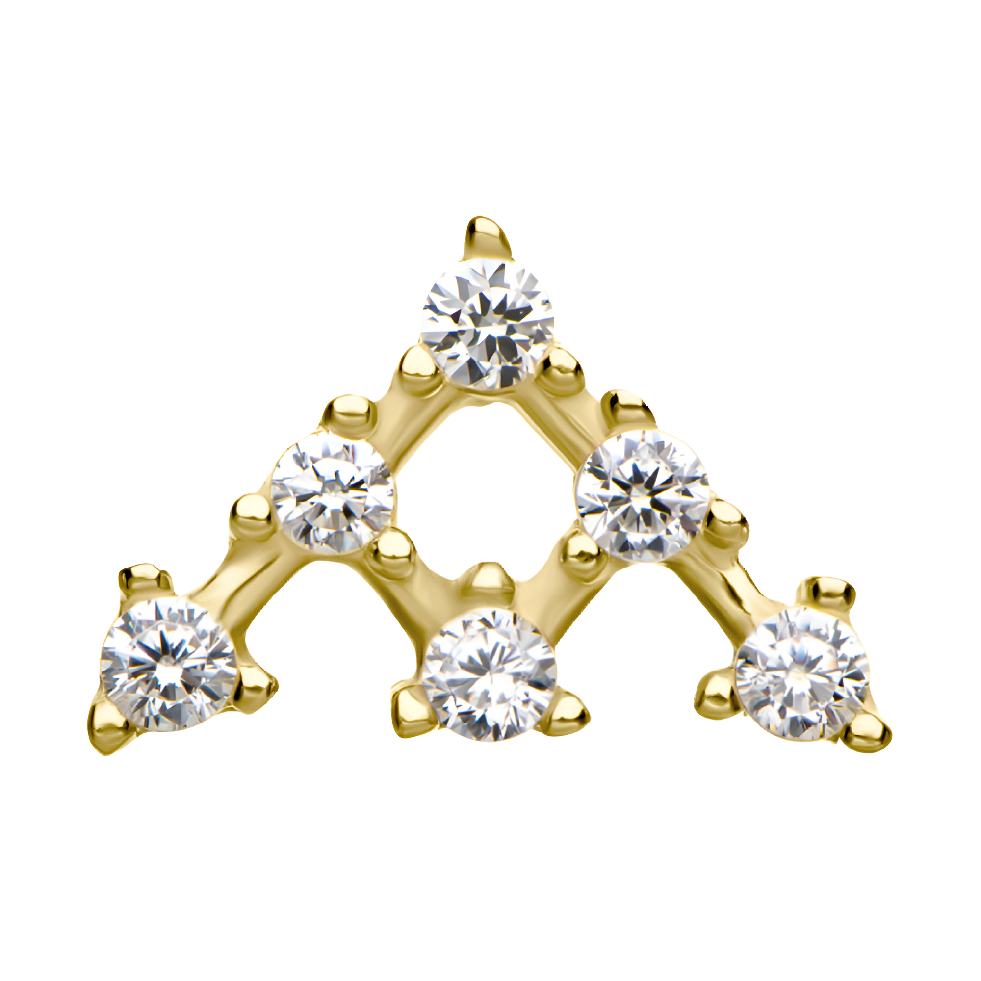 14kt Yellow Gold Threadless Crown Set Multi-Clear CZ Top