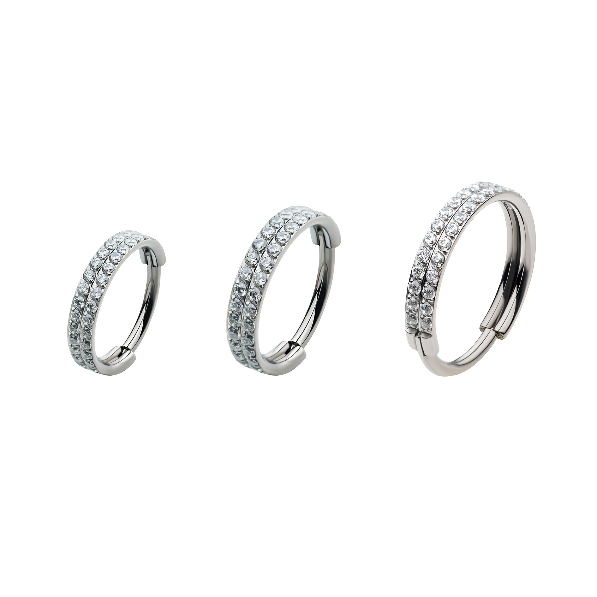 Titanium Double Row Round CZ Side Facing Hinged Segment Clicker