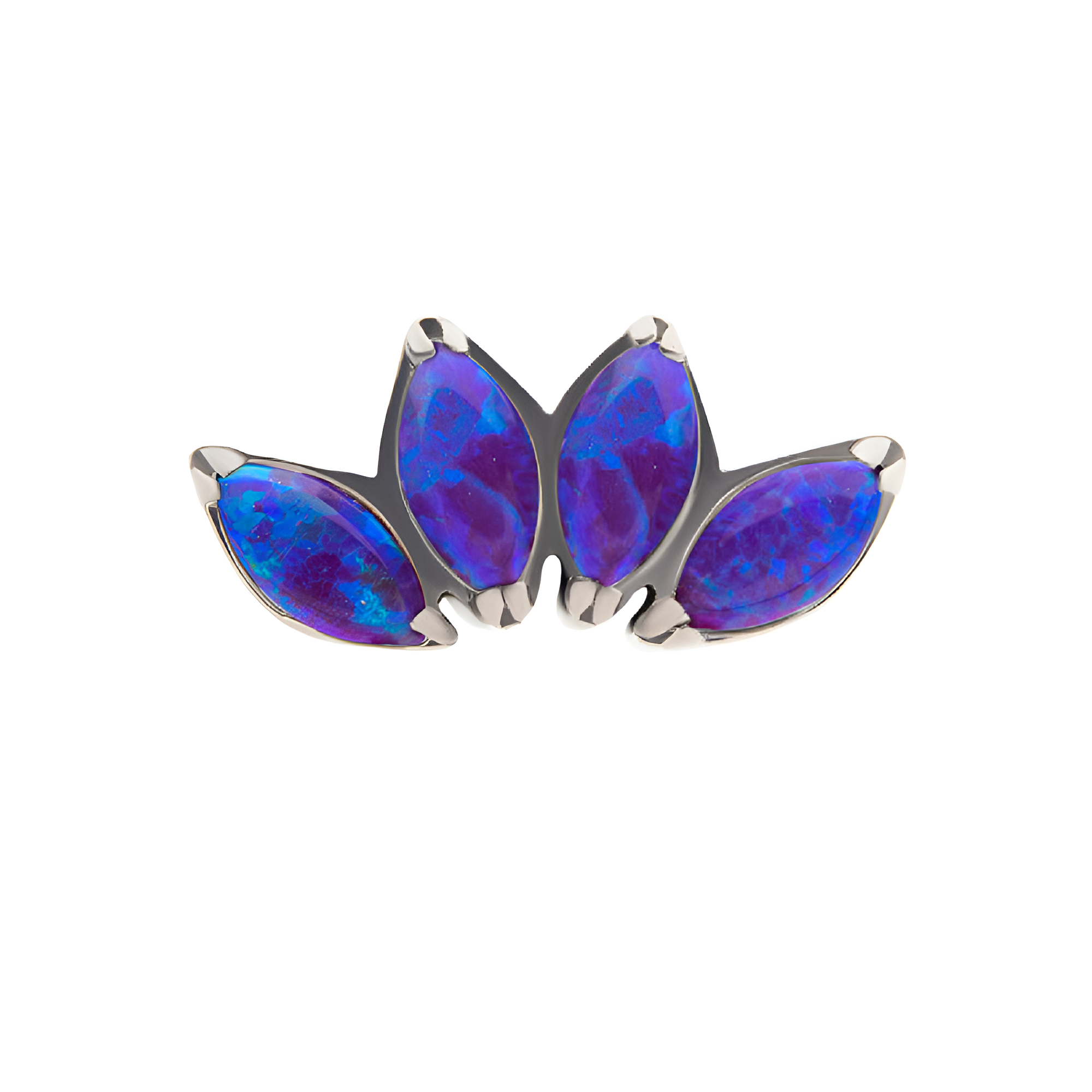 Titanium Threadless with Prong Set Marquise Purple Opal 4-Cluster Top