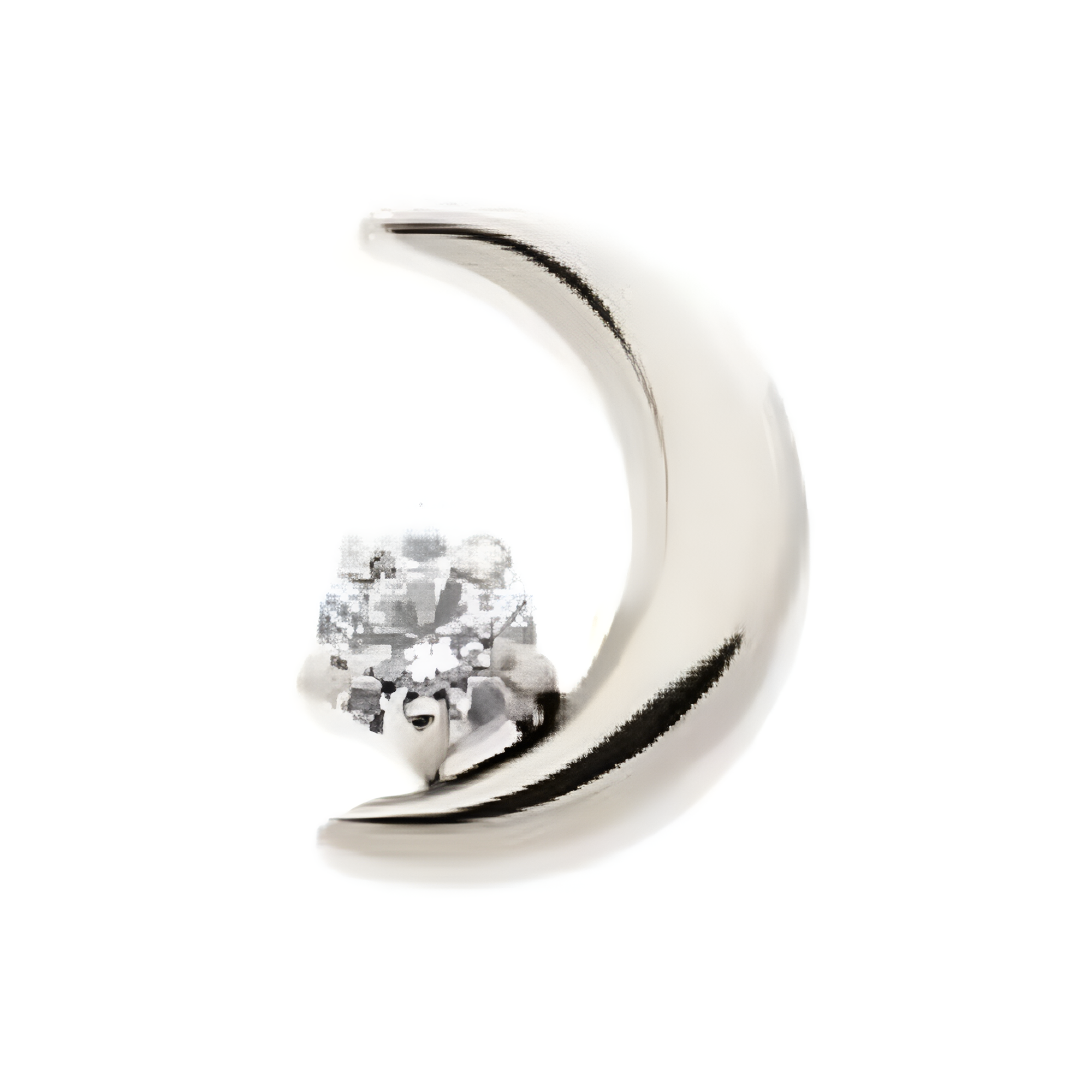 Titanium Threadless Crescent Moon with CZ Top