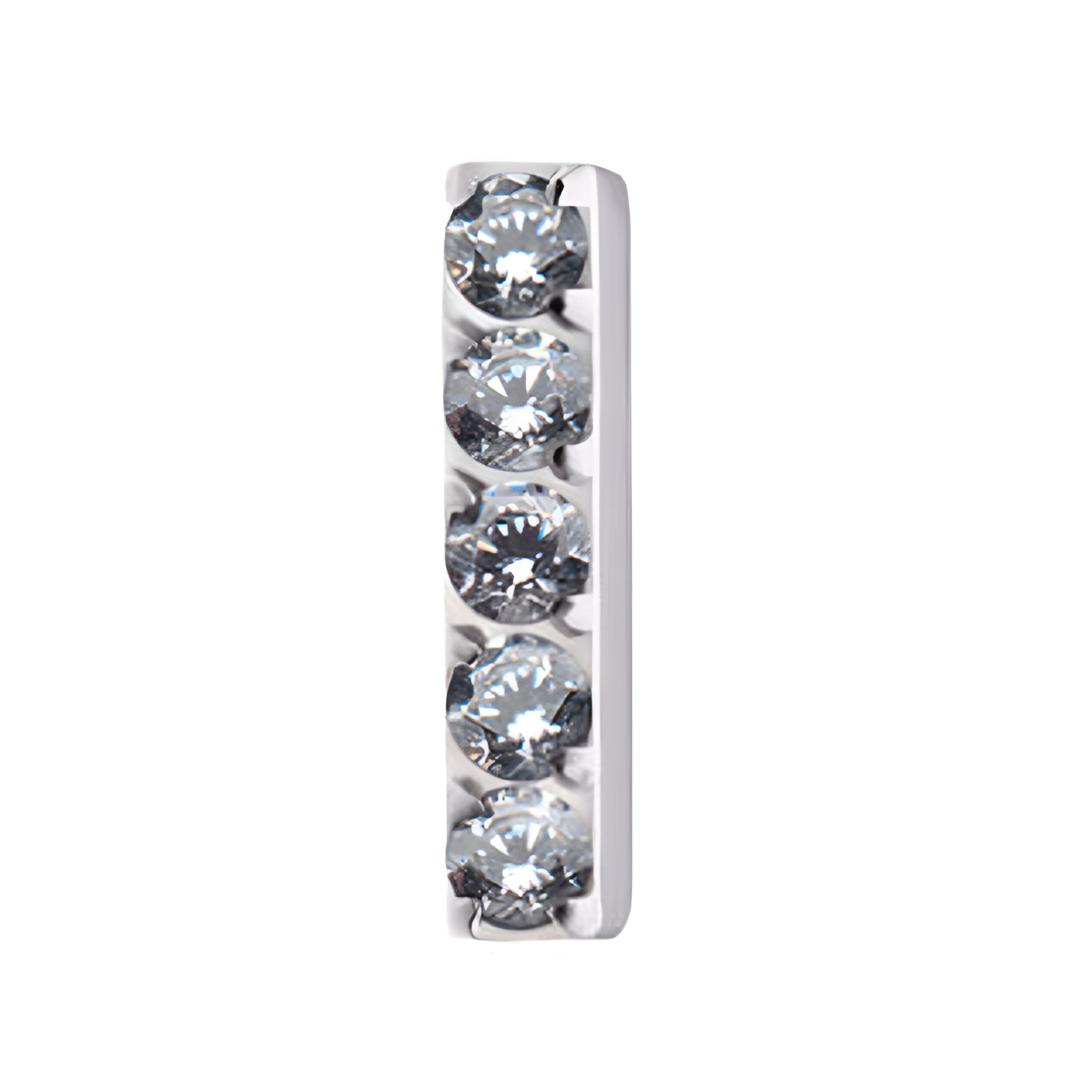 Titanium Threadless Prong Clear CZ Bar Top