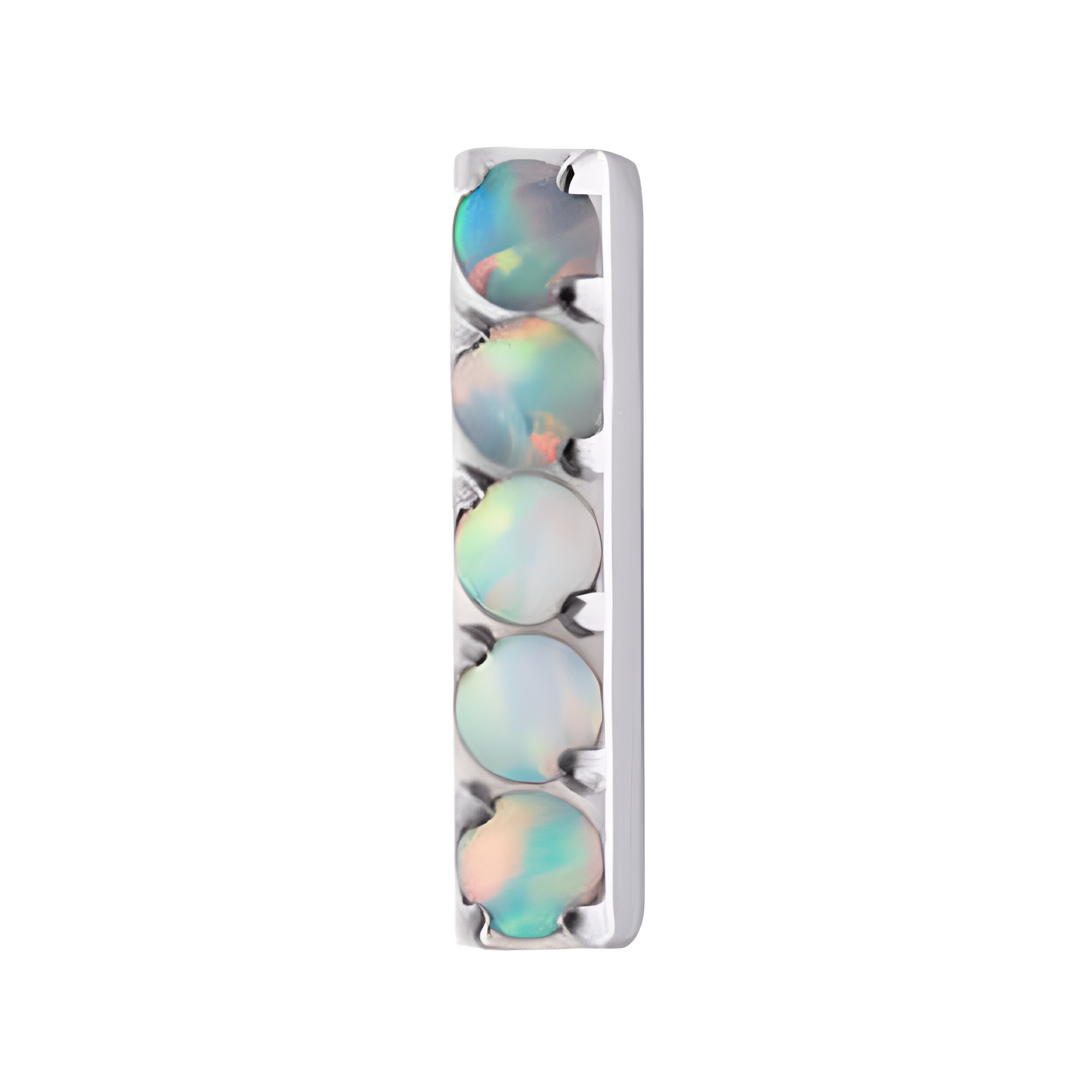 Titanium Threadless Prong White Opal Bar Top