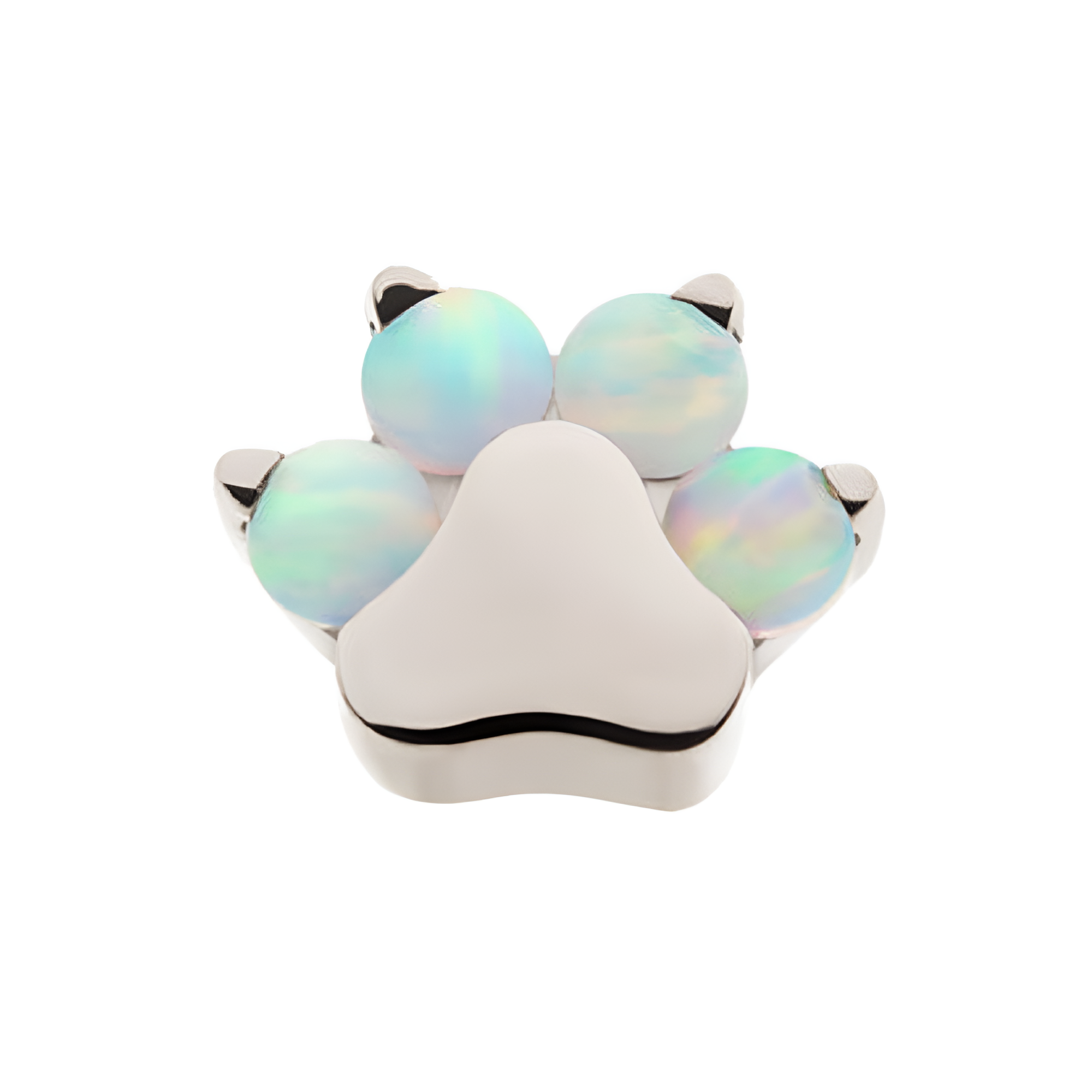 Titanium Threadless Synthetic White Opal 4-Cluster Paw Top