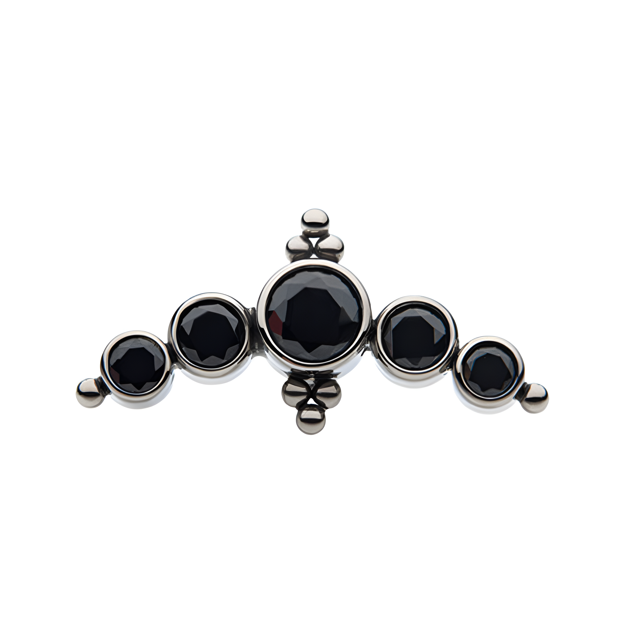 Titanium Threadless Black CZ Beaded Tail Cluster Top