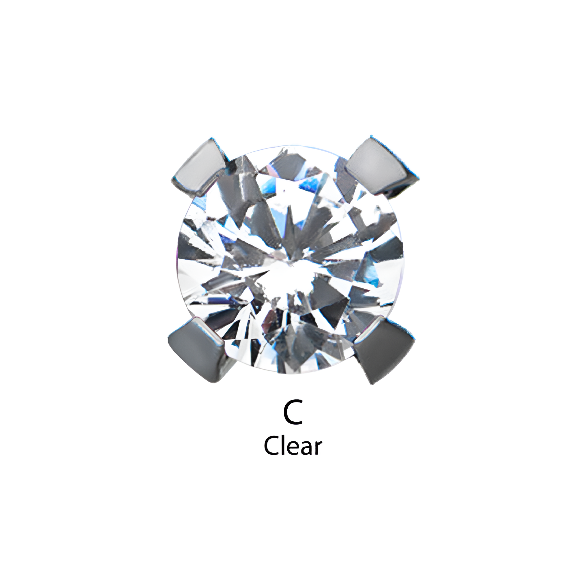 Titanium Threadless Prong CZ Front Facing Top Clear