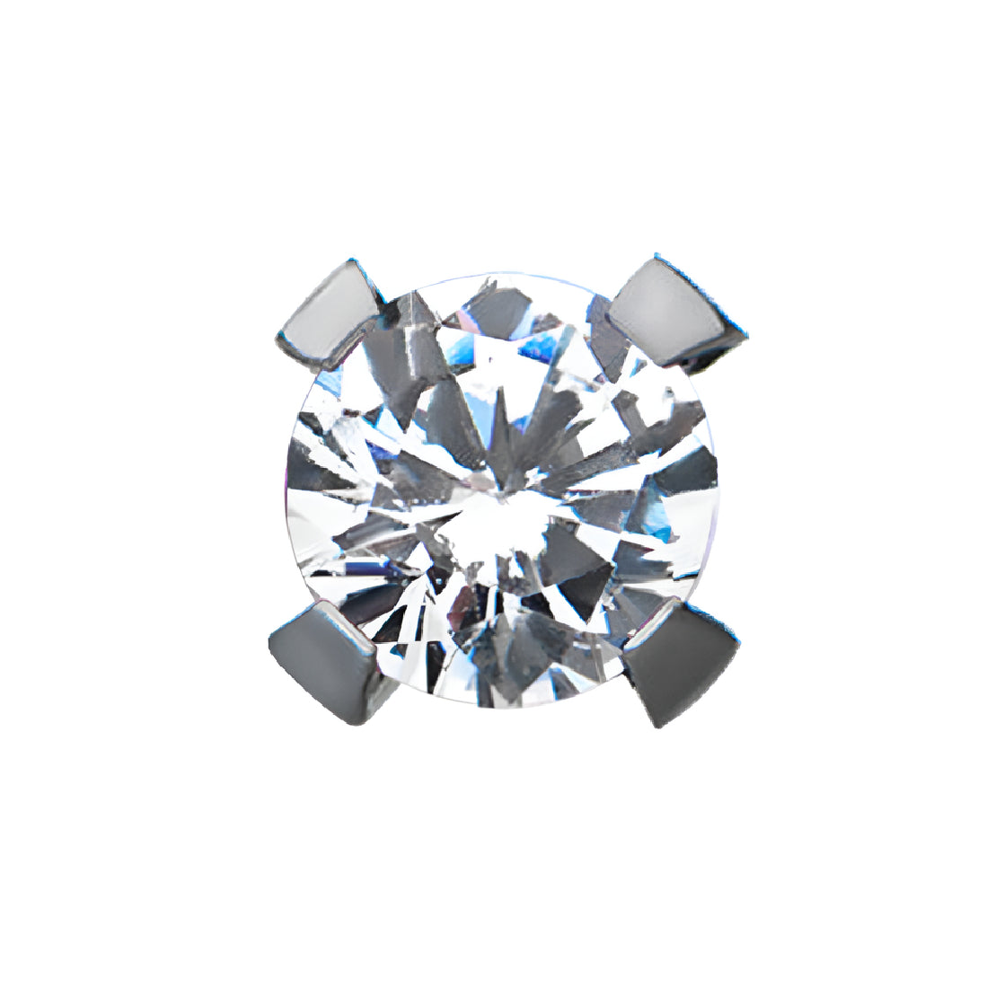 Titanium Threadless Prong CZ Front Facing Top Clear