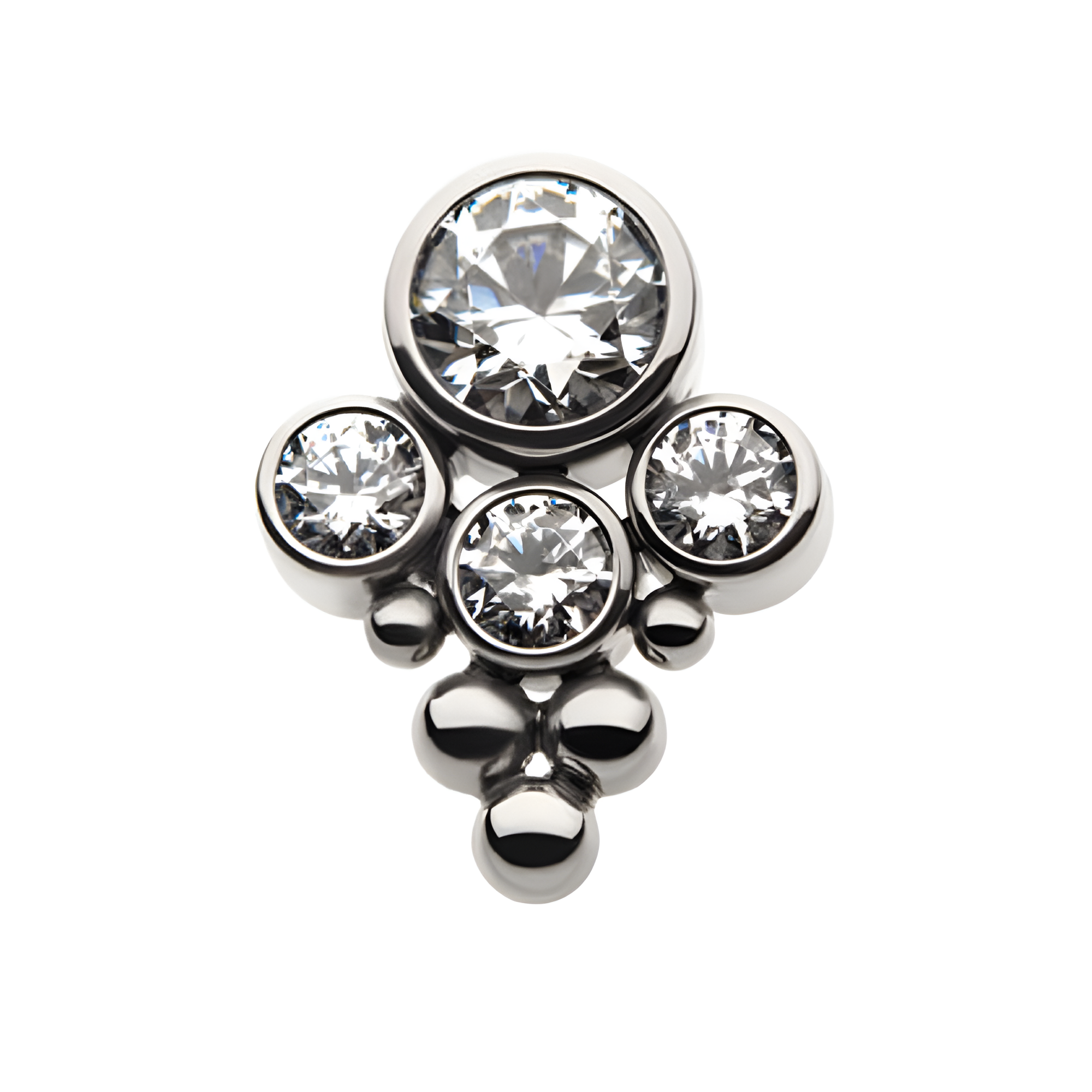 Titanium Threadless CZ Beaded Cluster Top