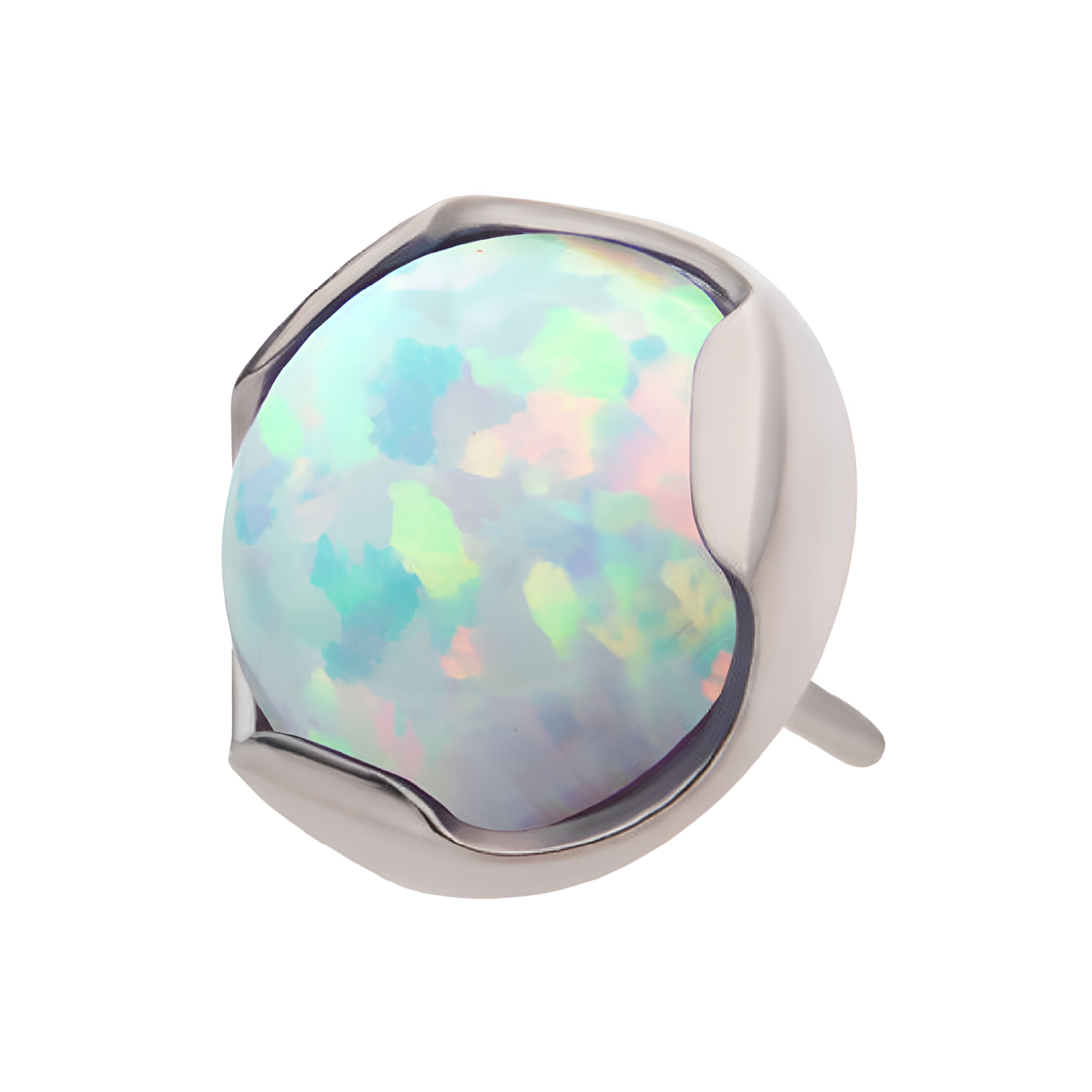 Titanium Threadless with 3-Prong Set Opal Low Profile Top