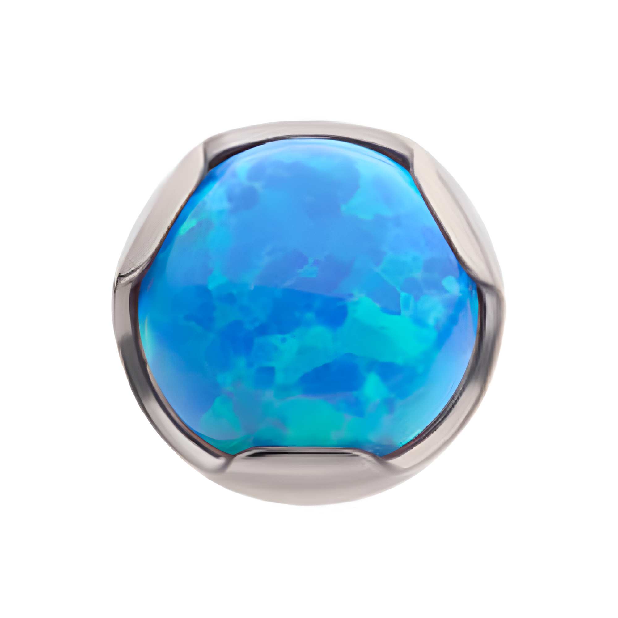 Titanium Threadless with 3-Prong Set Blue Opal Low Profile Top