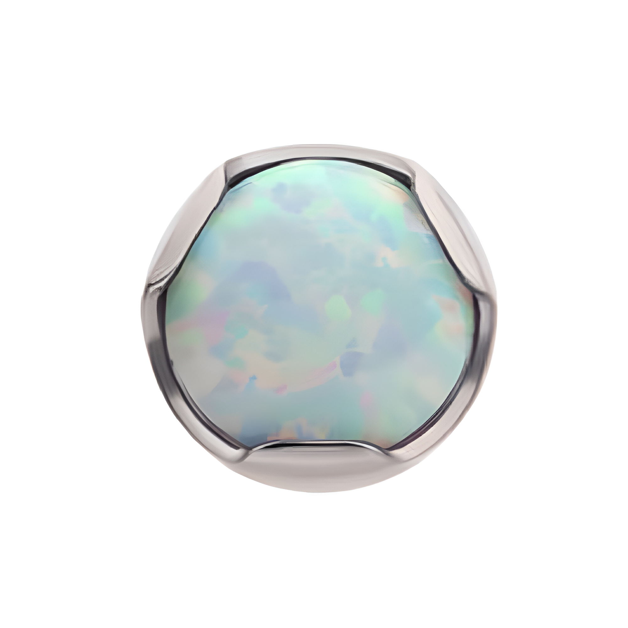 Titanium Threadless with 3-Prong Set Opal Low Profile Top