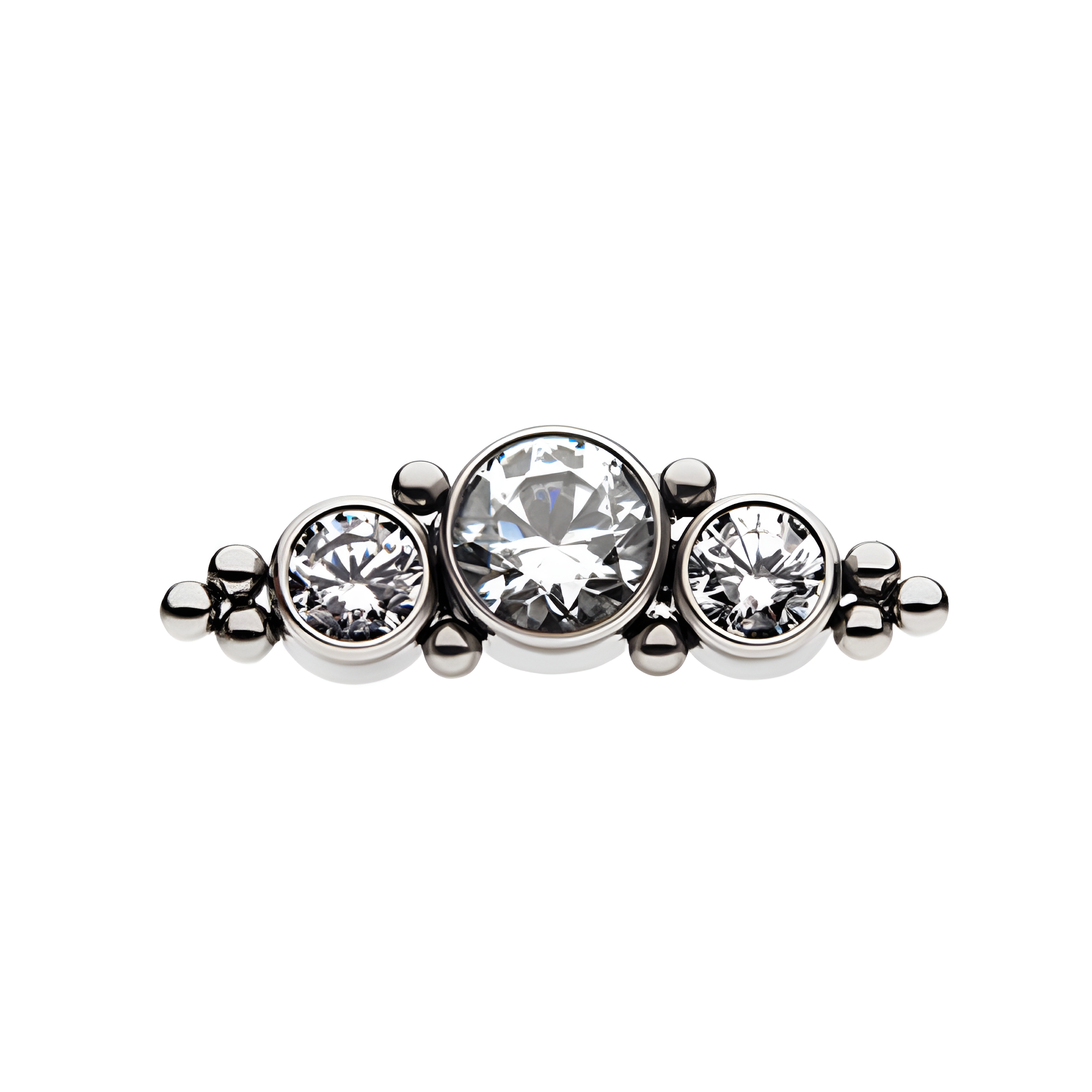 Titanium Threadless Clear CZ Beads Cluster Top