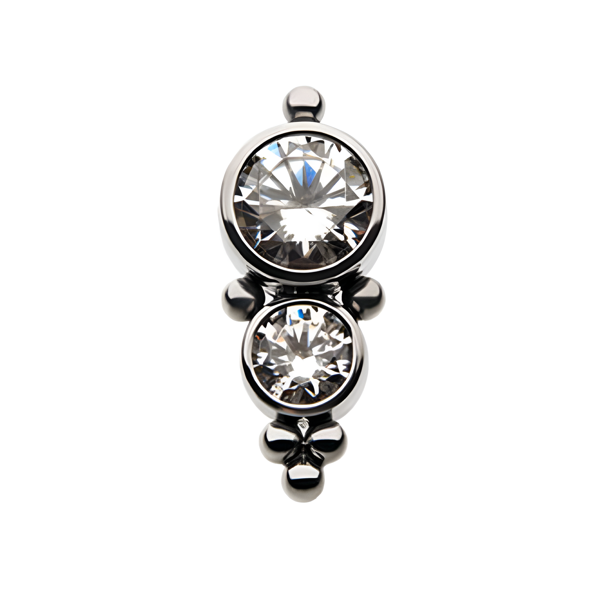Titanium Threadless Clear CZ Beads Cluster Top