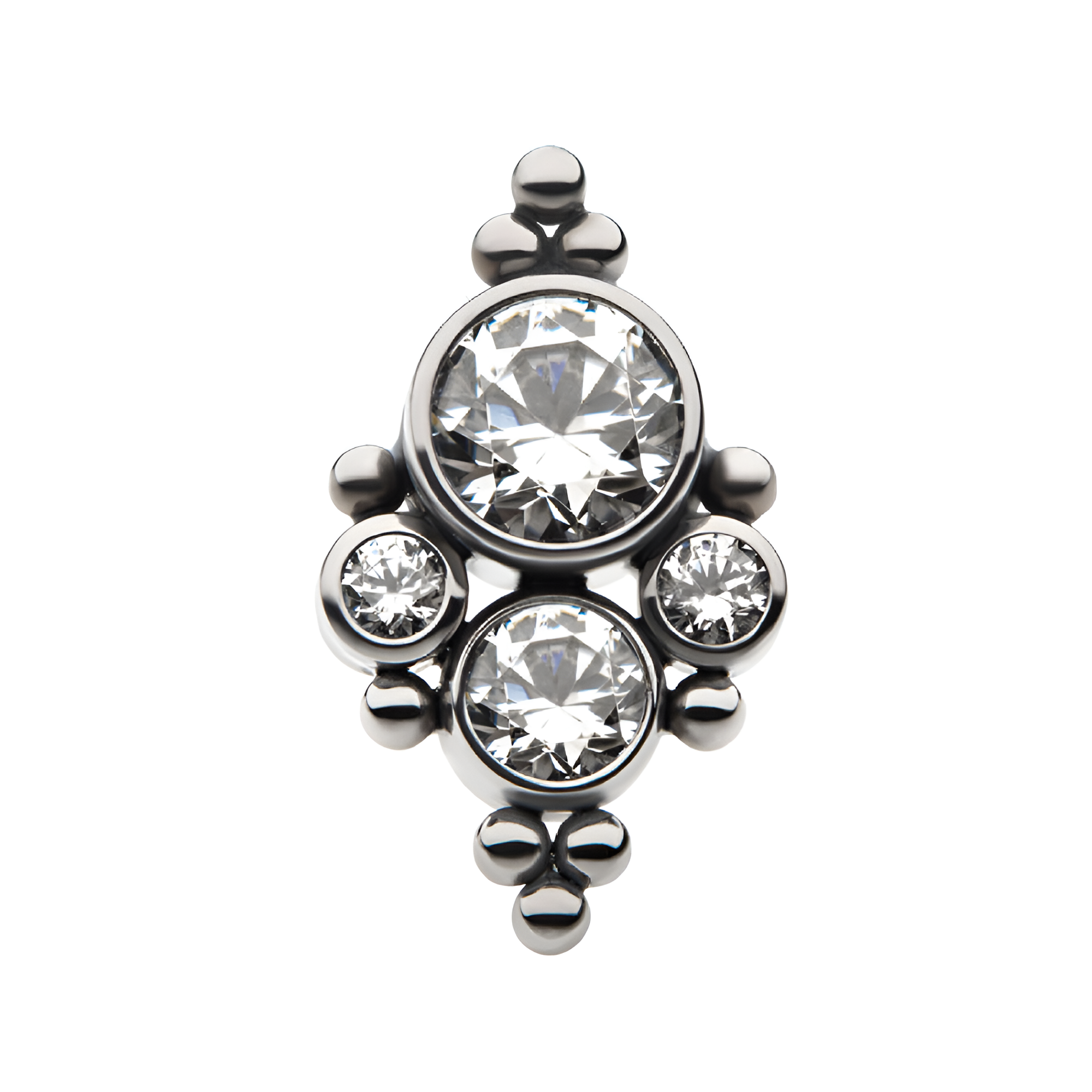Titanium Threadless Beads & Bezel AAA CZ Top