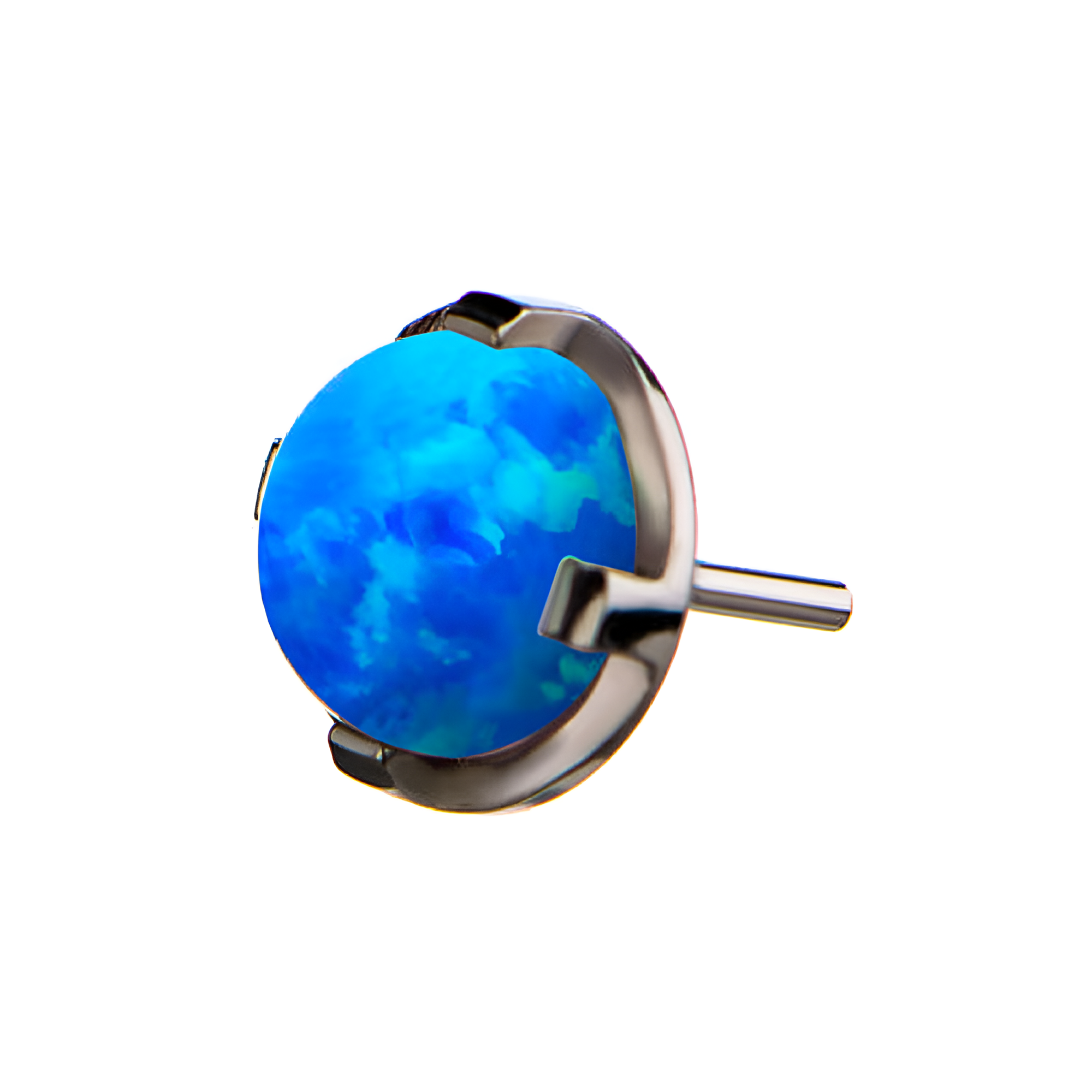Titanium Threadless Synthetic Blue Opal Top