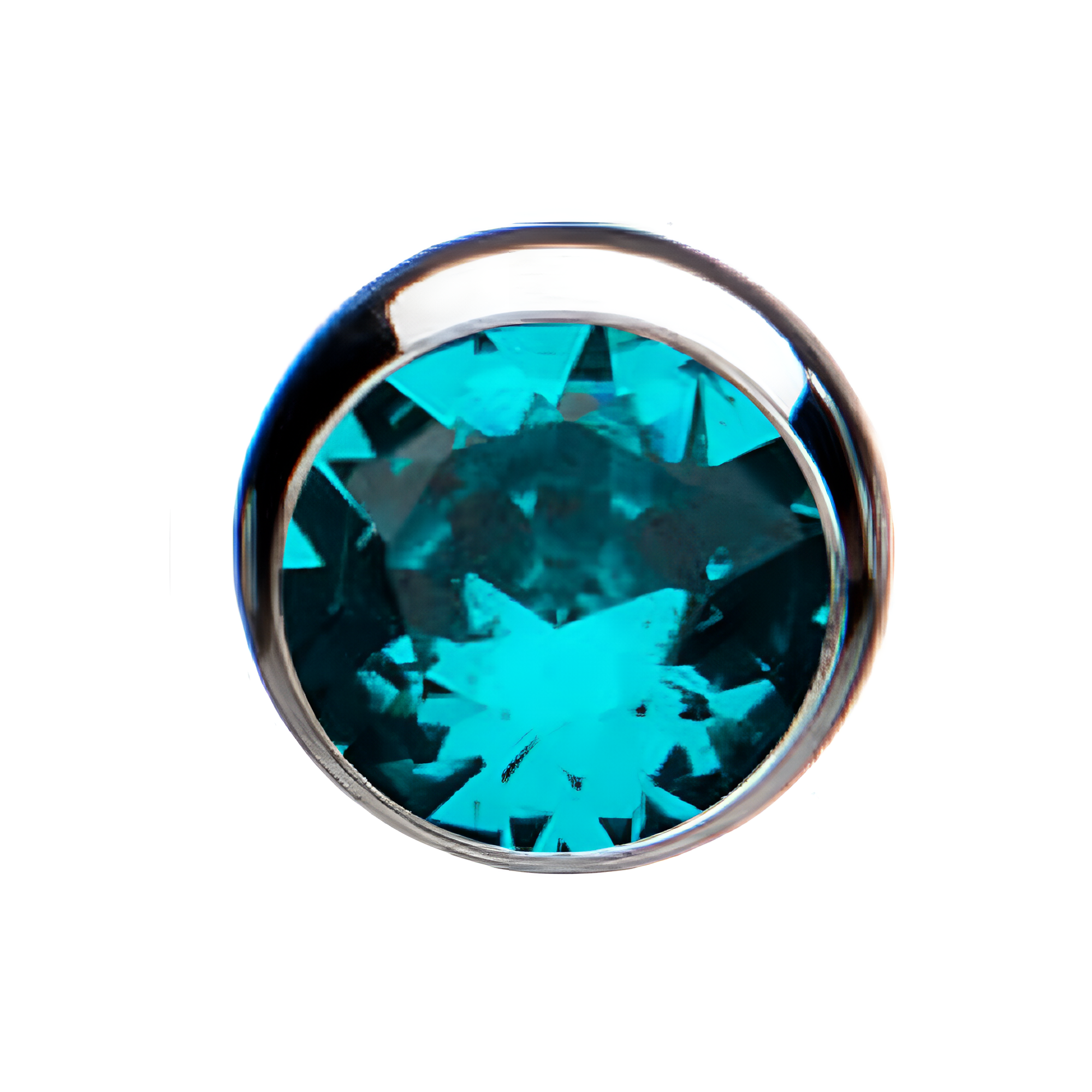 Titanium Threadless Blue Zircon Swarovski Crystal Front Facing Top