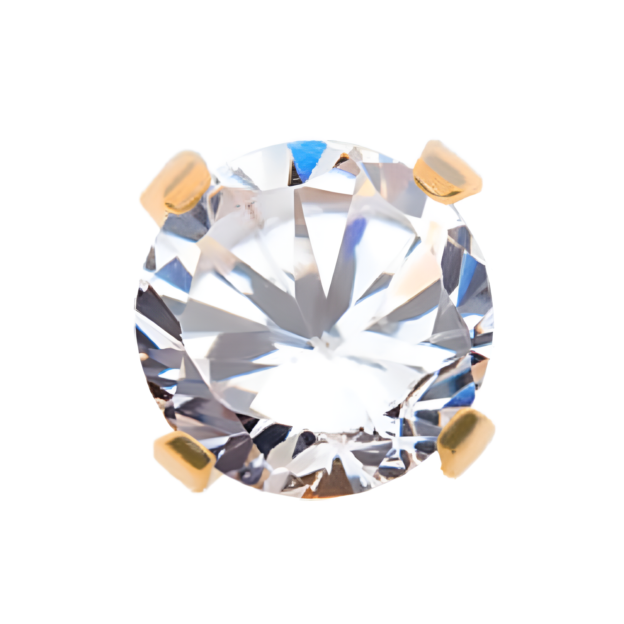 24kt Gold PVD Titanium Threadless 4-Prong CZ Front Facing Top