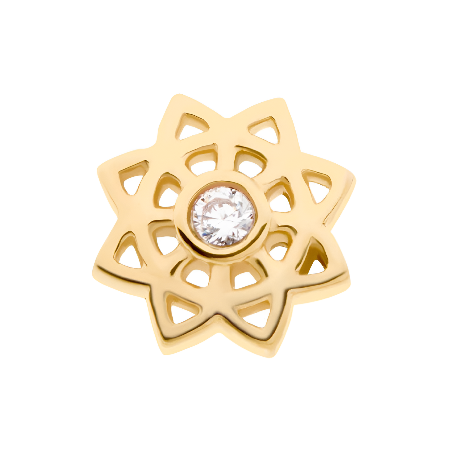 14kt Yellow Gold Threadless CZ Mandala Flower Top