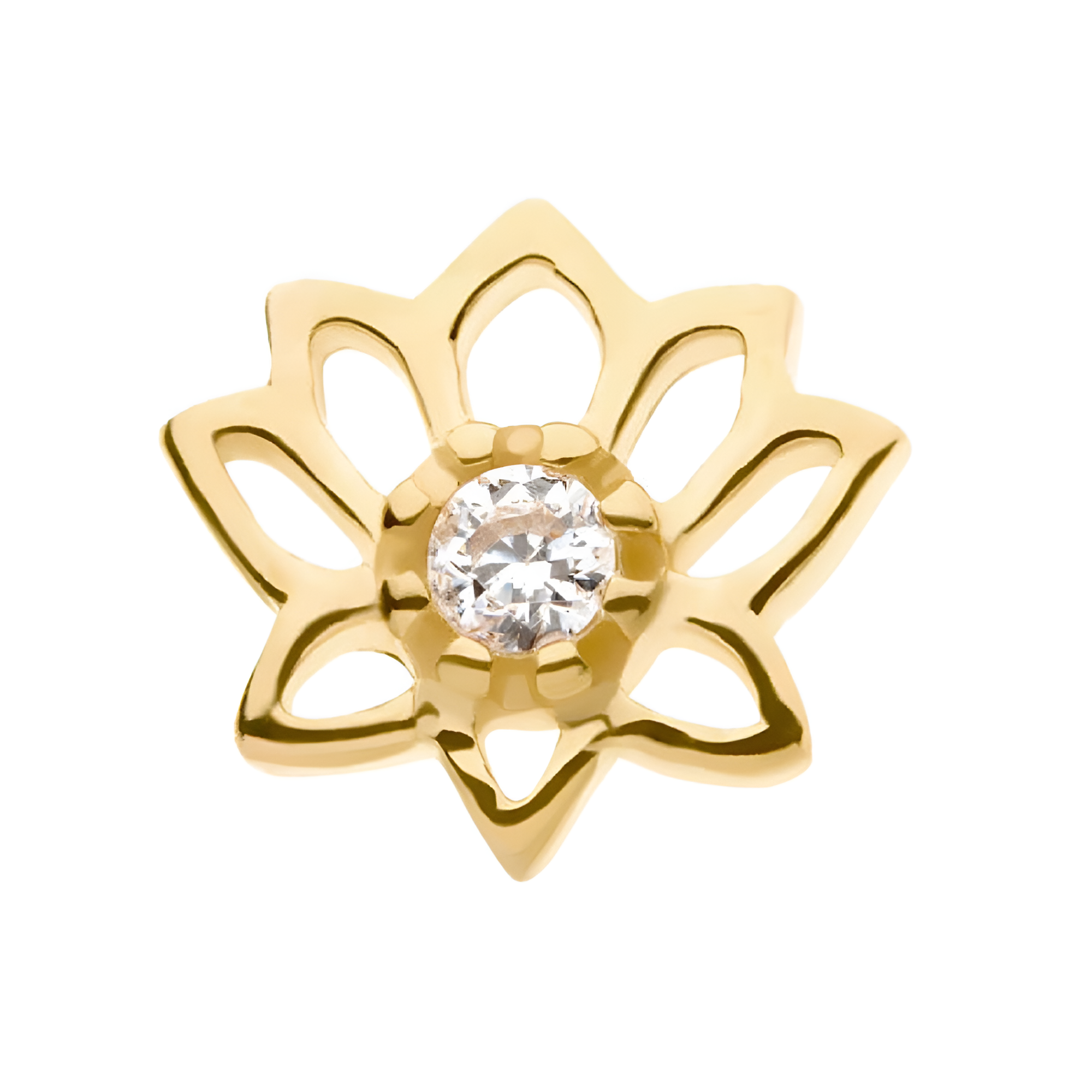 14kt Yellow Gold Threadless CZ Lotus Flower Top