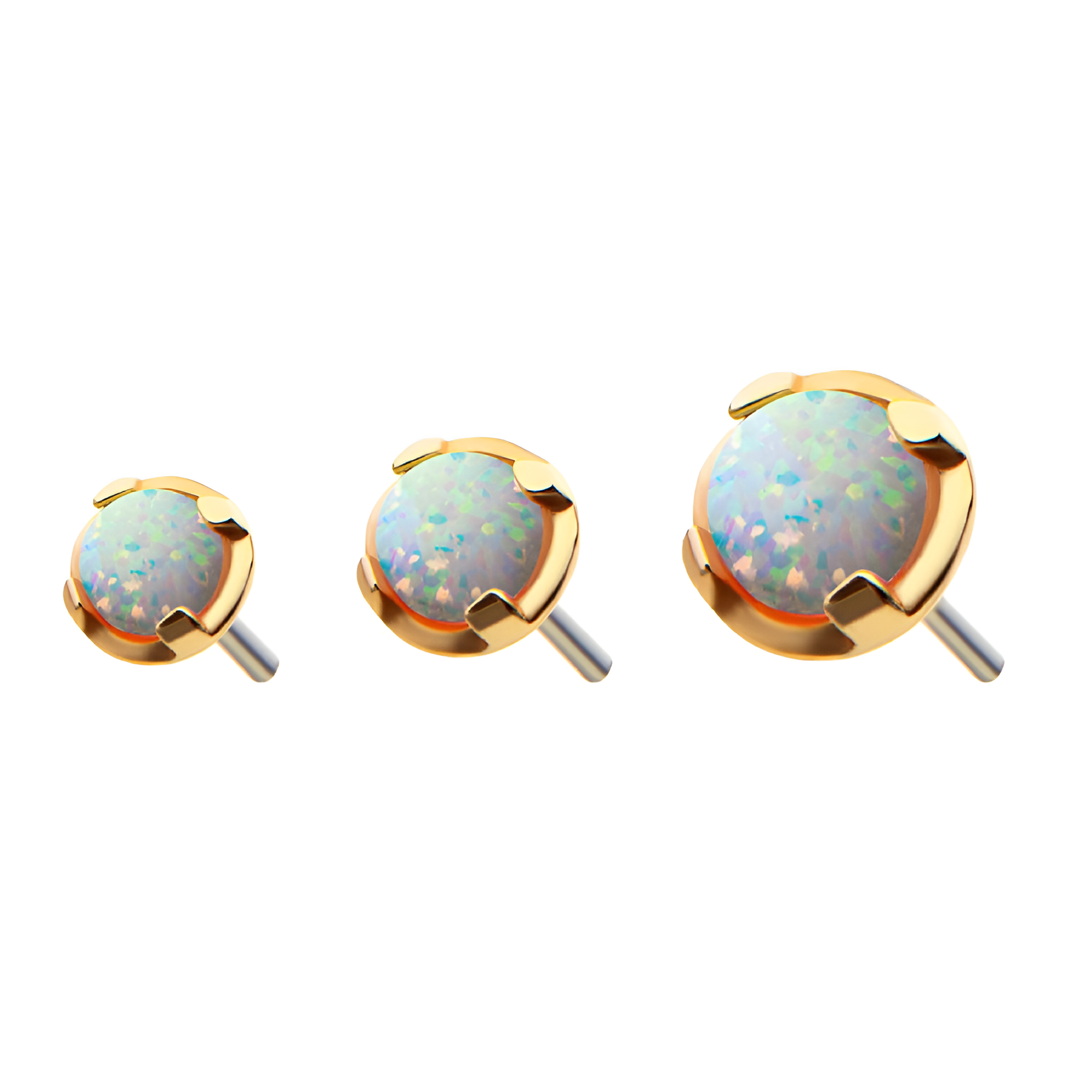 14kt Yellow Gold Threadless Prong Set Opal Top