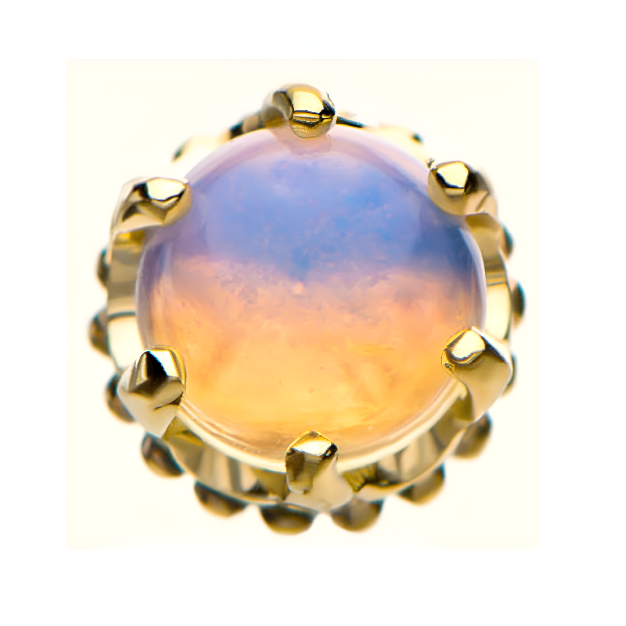 14kt Yellow Gold Threadless Crown Set Opal Top