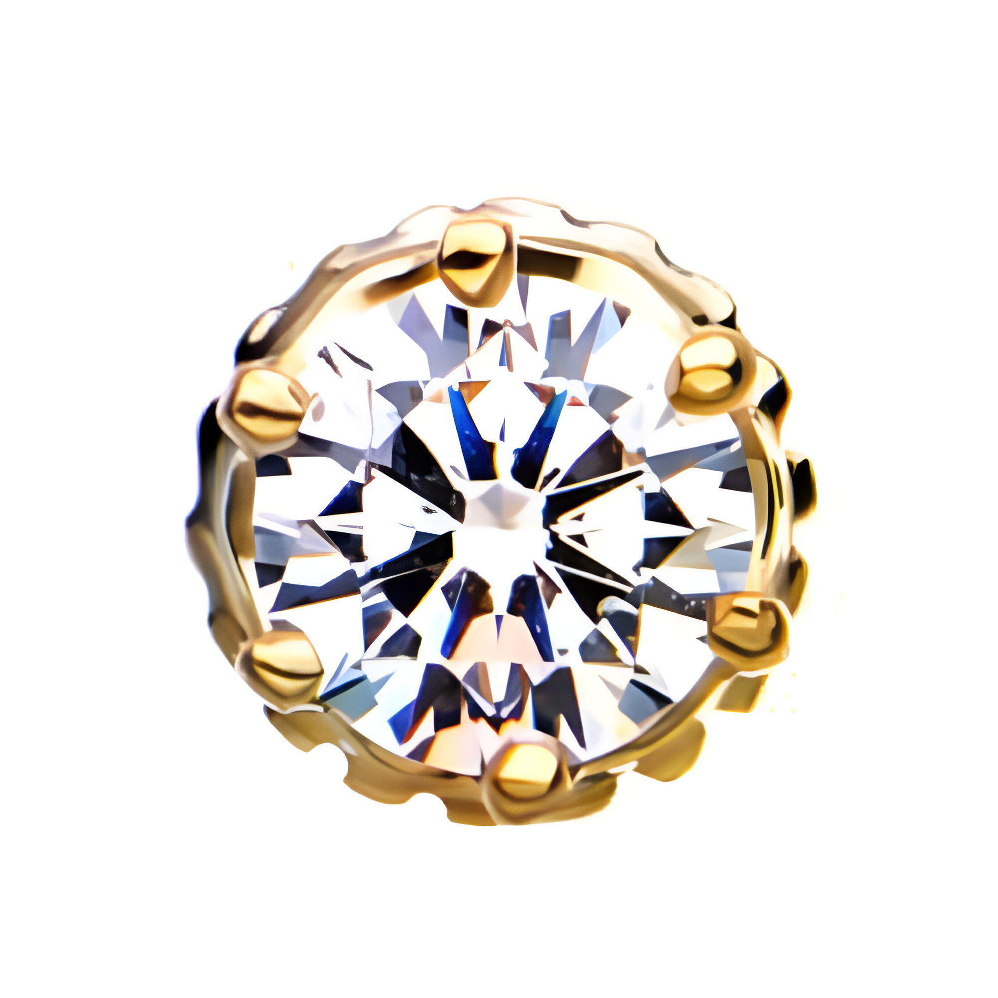 14kt Yellow Gold Threadless Crown Set CZ Gem Top