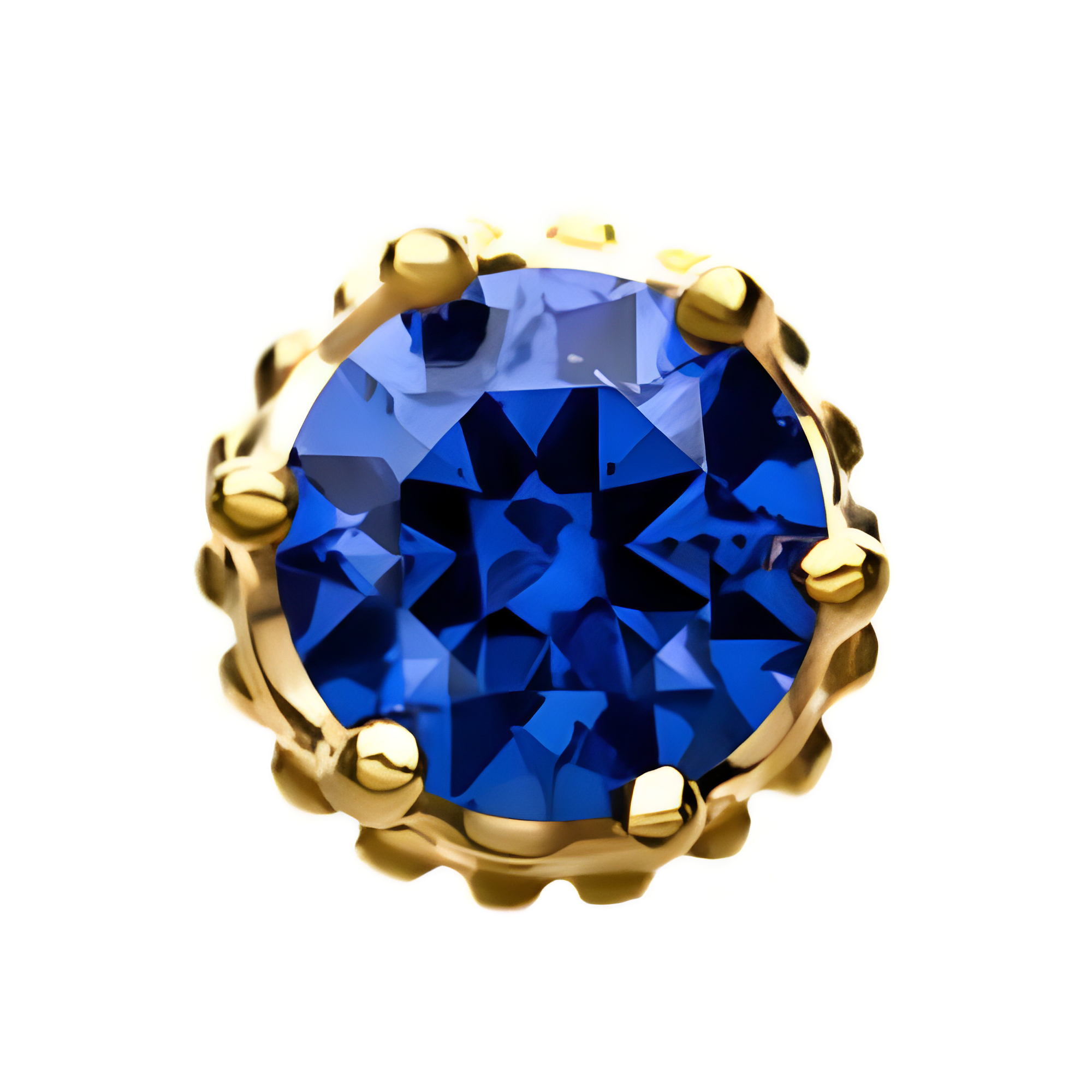 14kt Yellow Gold Threadless Crown Set Tanzanite CZ Gem Top