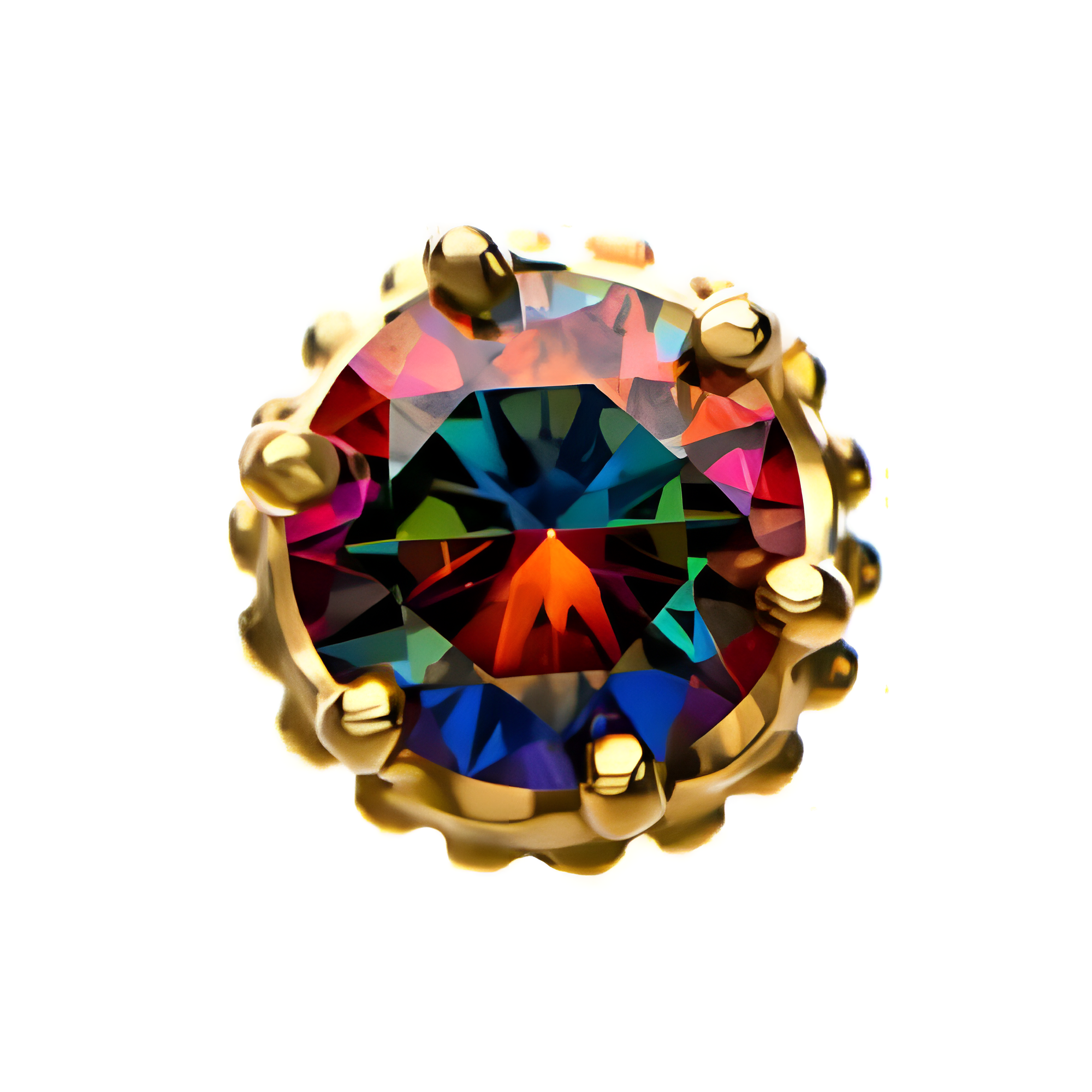 14kt Yellow Gold Threadless Crown Set Vitrail Medium CZ Gem Top