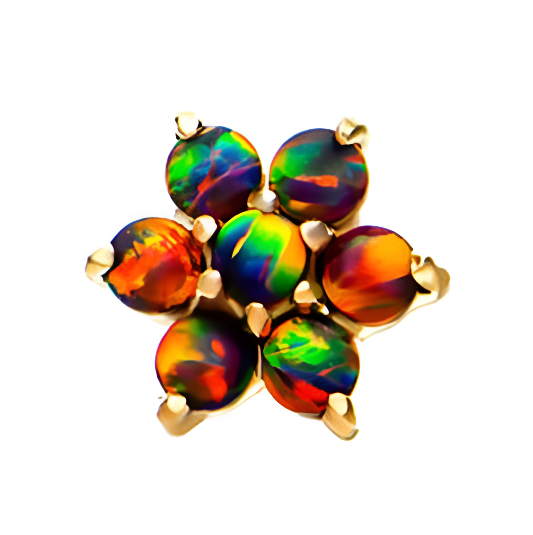 14kt Yellow Gold Threadless 7 Black Synthetic Opal Top