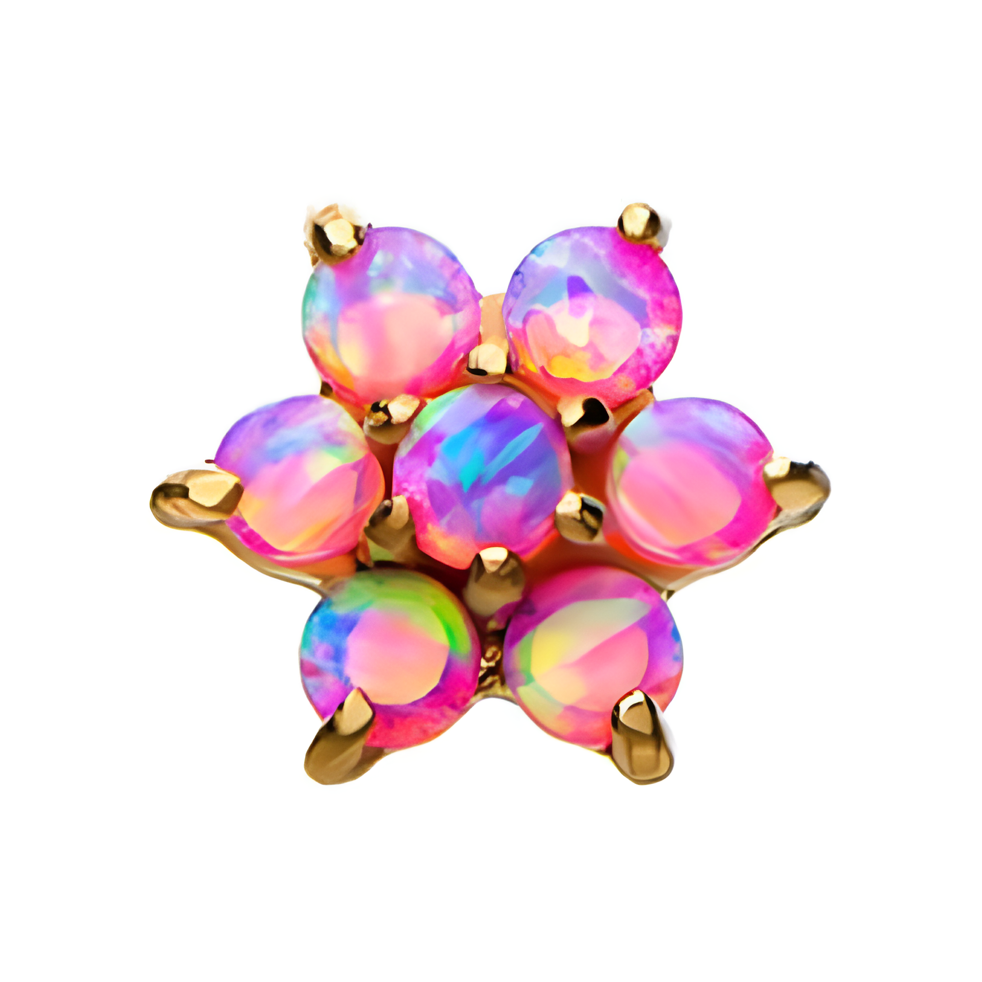 14kt Yellow Gold Threadless Bubble Gum 7-Synthetic Opal Top