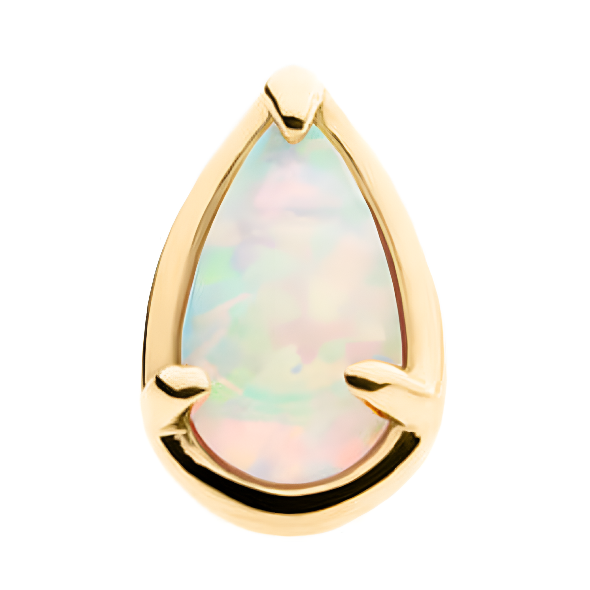 14kt Gold Threadless Prong Set Teardrop Opal Top