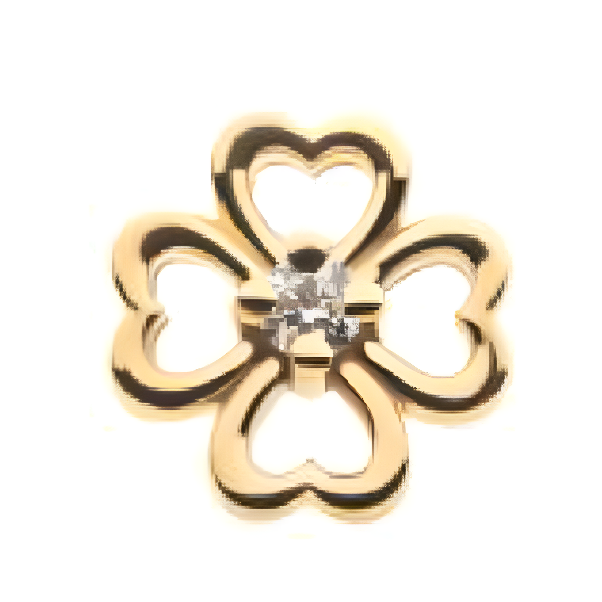 14kt Gold Threadless Prong Set Clear CZ 4-Leaf Clover Top