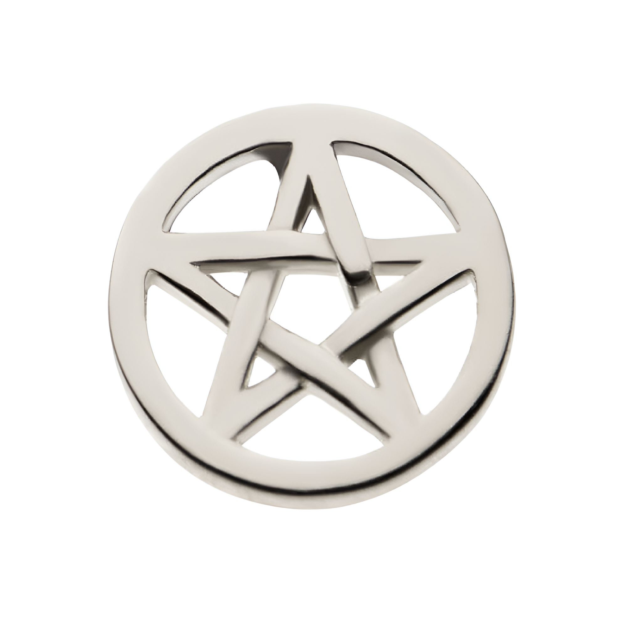 14kt Gold Threadless Pentacle Top White Gold