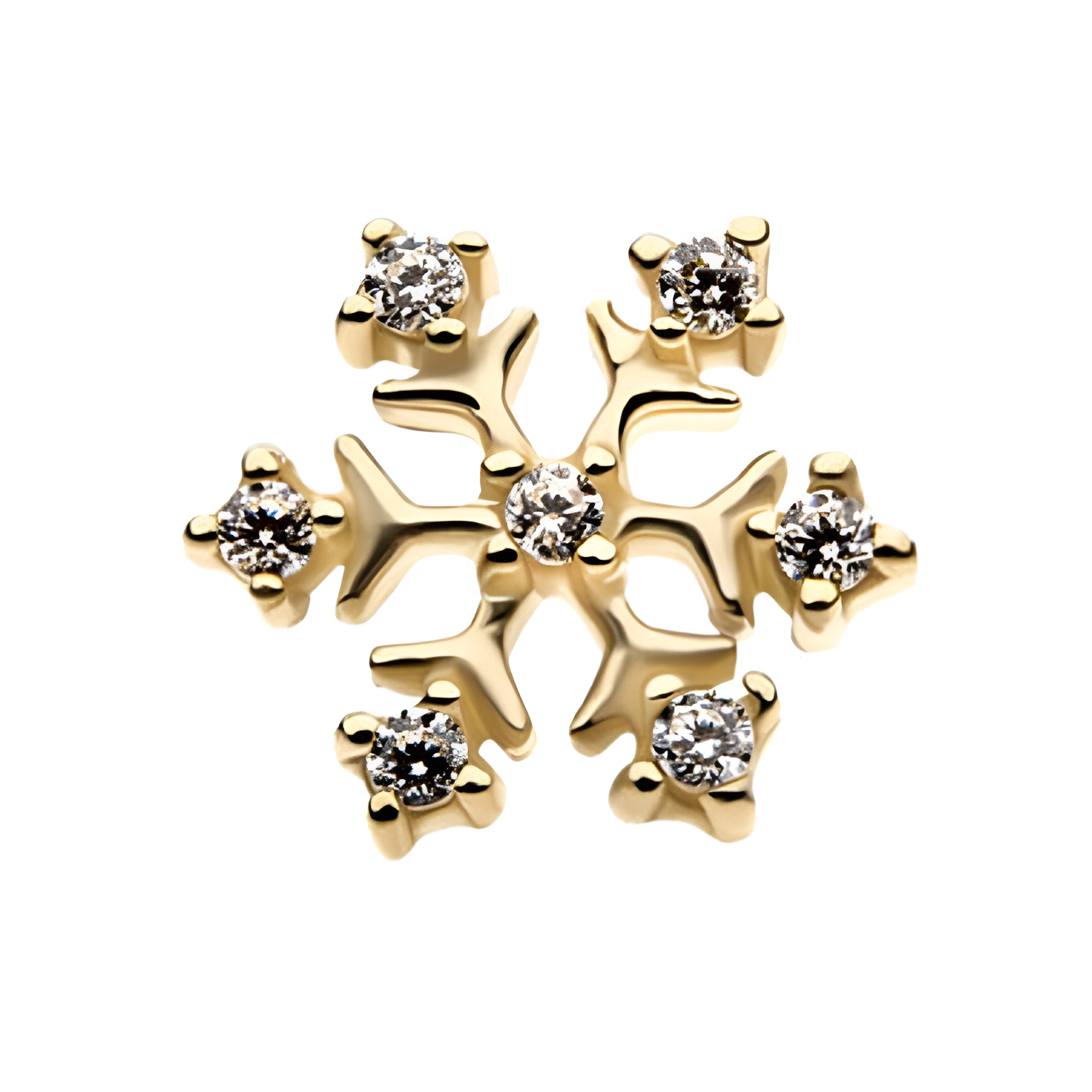 14kt Gold Threadless Prong CZ Snowflake Top