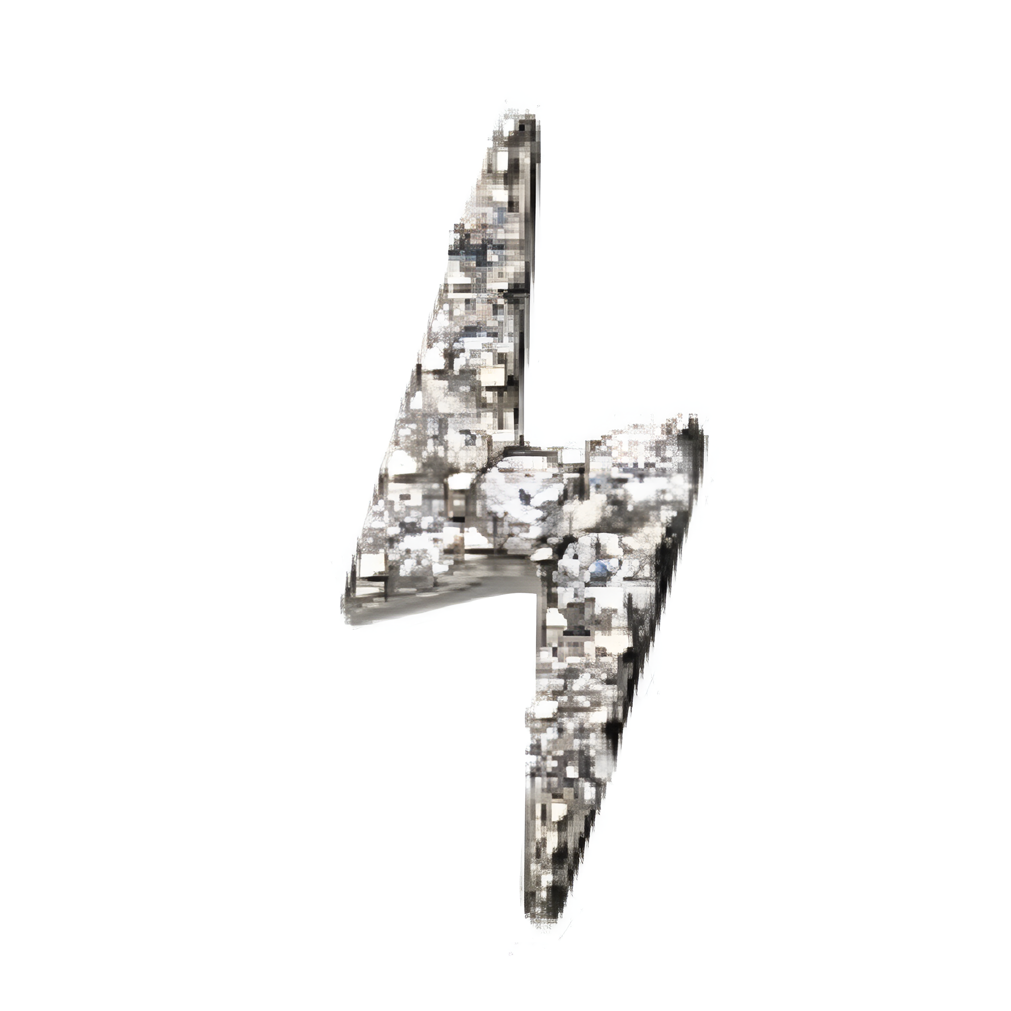14kt White Gold Threadless Prong Set 9-Clear Gem Lightning Bolt Top