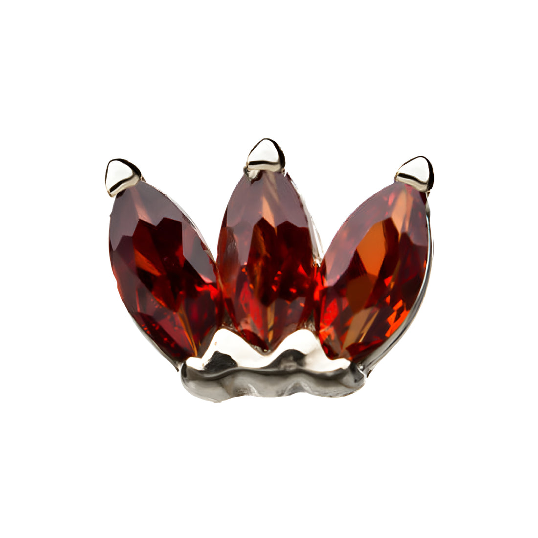 14kt White Gold Threadless Garnet Triple Marquise Cluster Top