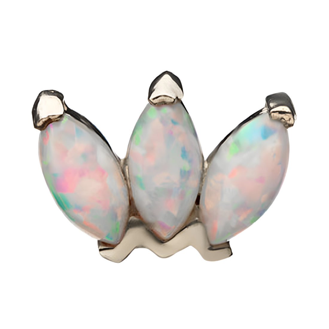 14kt White Gold Threadless Opalite Triple Marquise Cluster Top