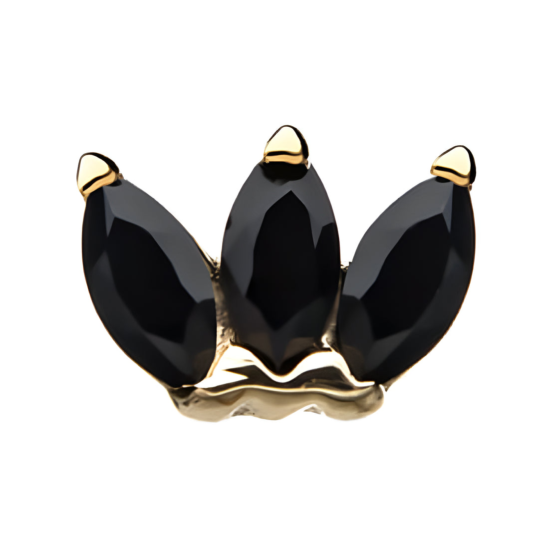14kt White Gold Threadless Black Triple Marquise Cluster Top