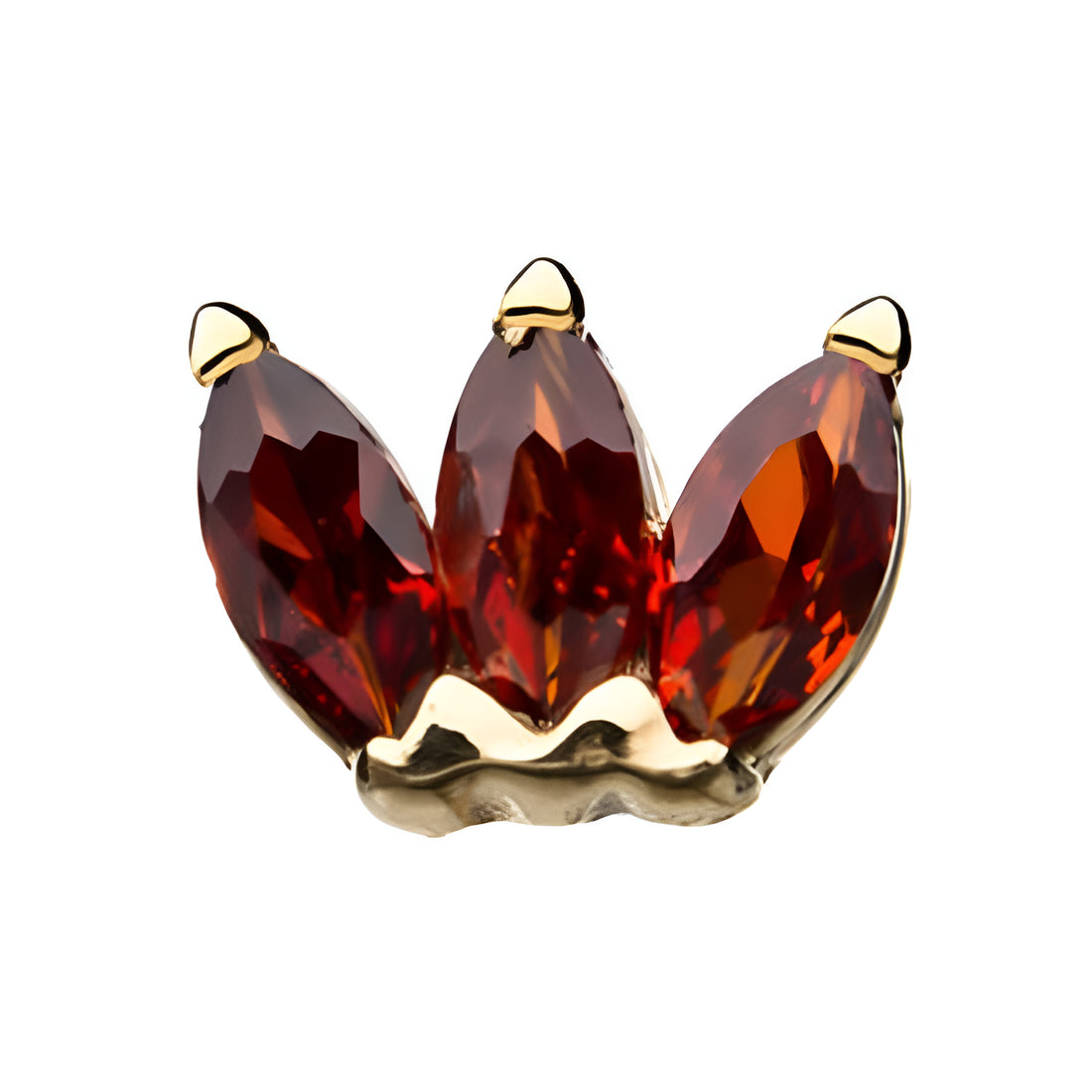 14kt Gold Threadless Garnet Triple Marquise Cluster Top