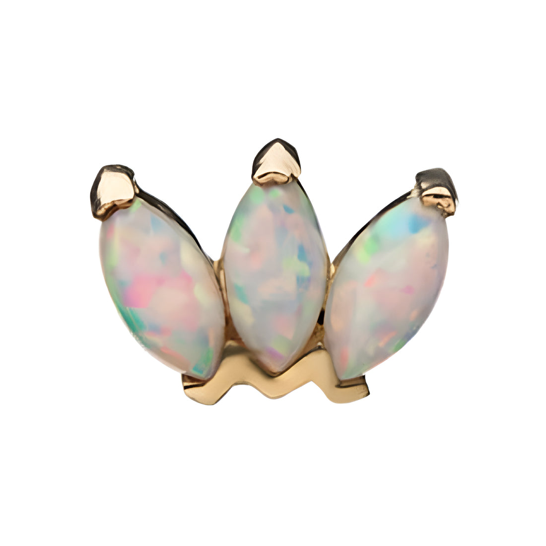 14kt Gold Threadless Opalite Triple Marquise Cluster Top