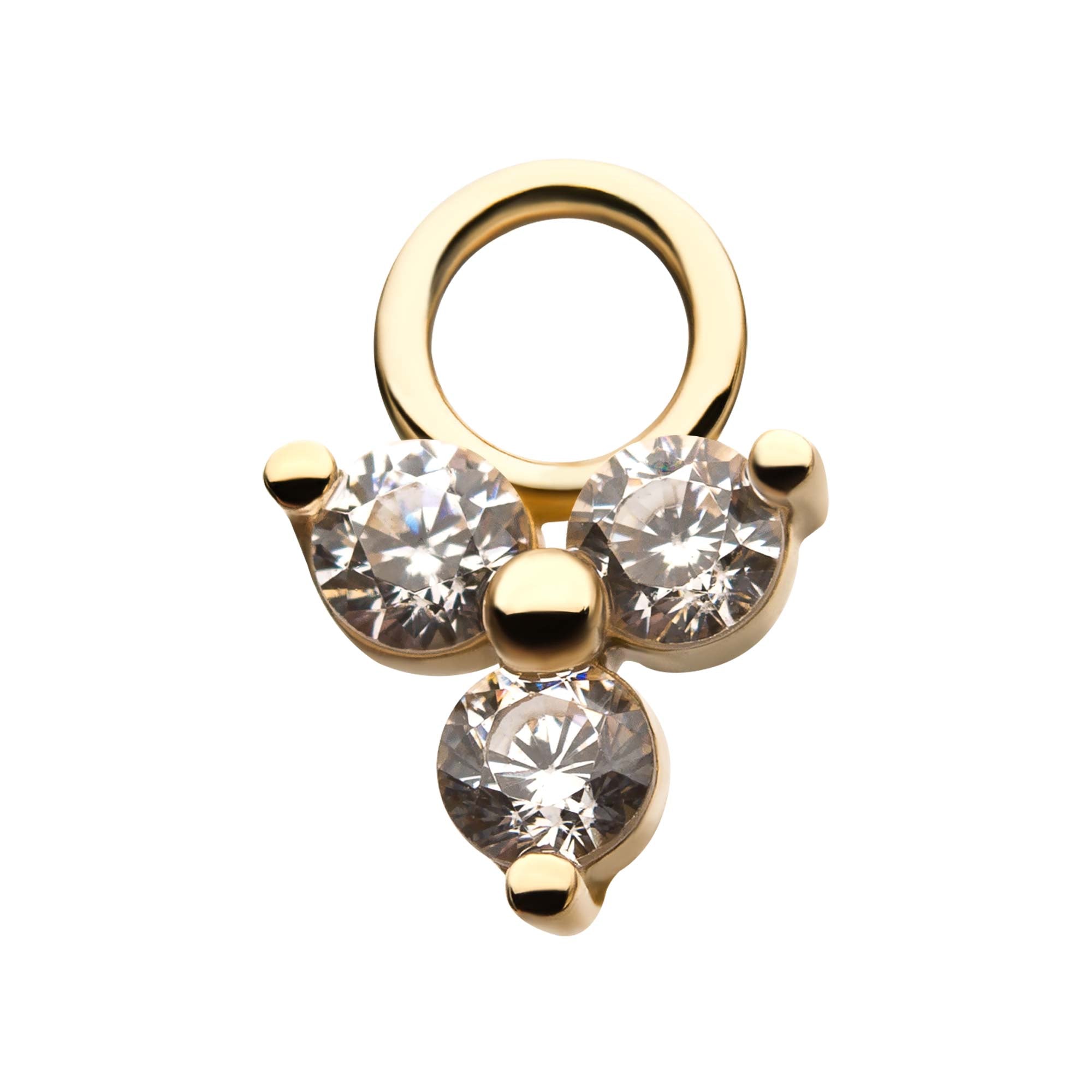 14Kt Yellow Gold Trinity with Prong Set Round Clear CZ Charm